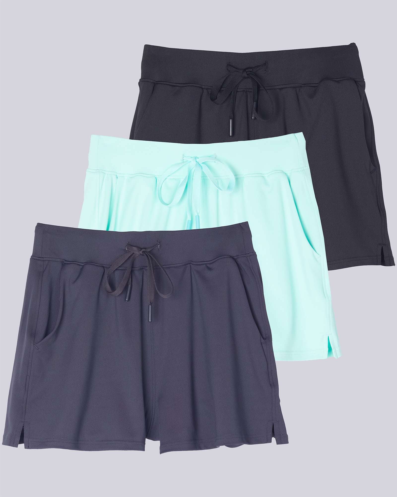 3 Pack: Women's 3" Athletic Workout Shorts with Pockets (Available in Big &