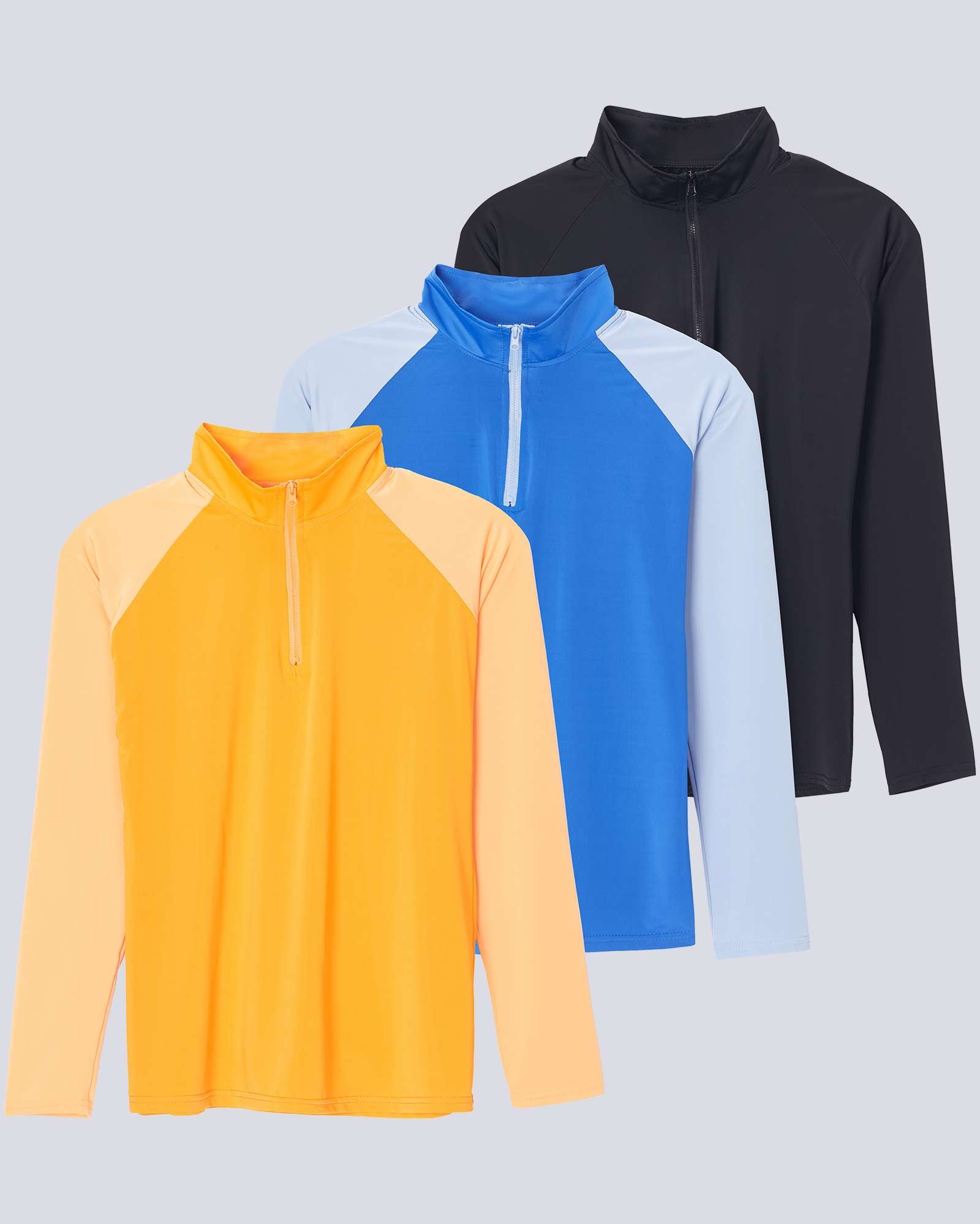 3 Pack: Women's 1/4 Zip Rash Guard Long Sleeve Swim Shirt