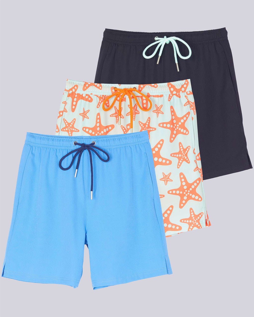 3 Pack: Boys' 2-in-1 Swim Trunks with Compression Liner