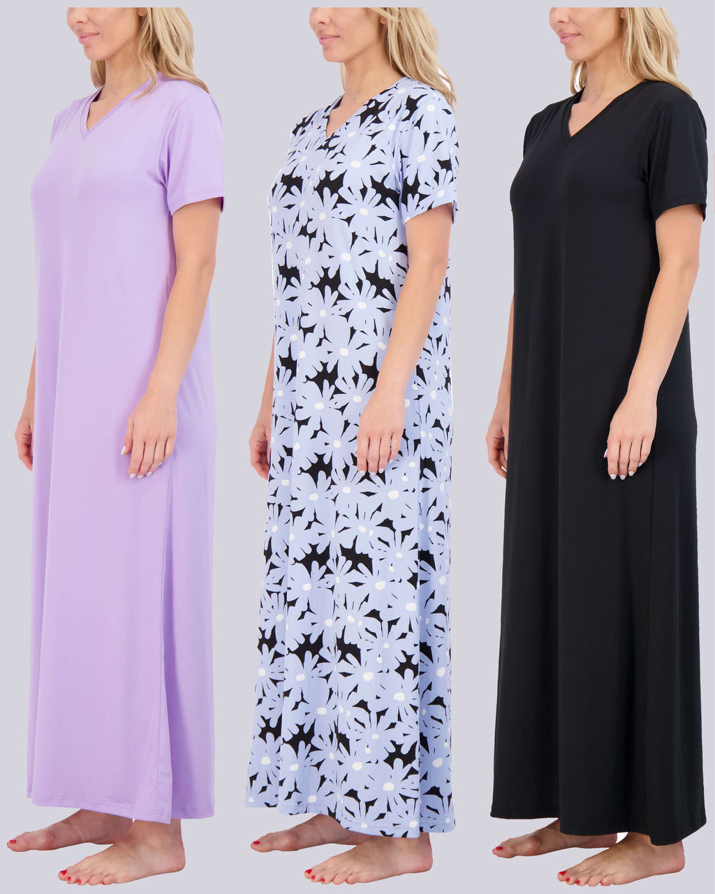 3 Pack: Women's Soft Maxi Nightshirt (Available in Plus Size)