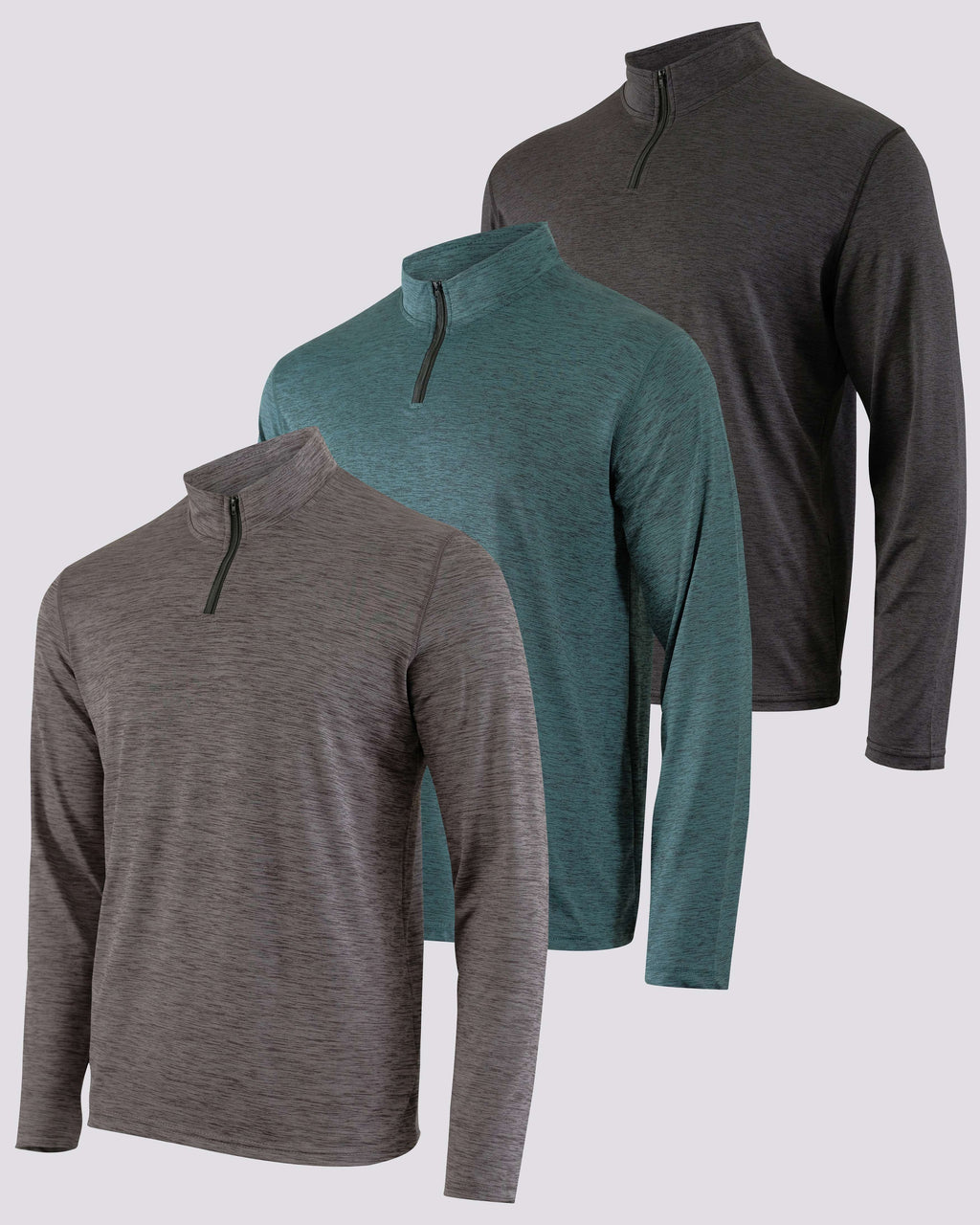 3 Pack: Mens Active Dry-Fit Quarter Zip Pullover (Available in Big & Tall)