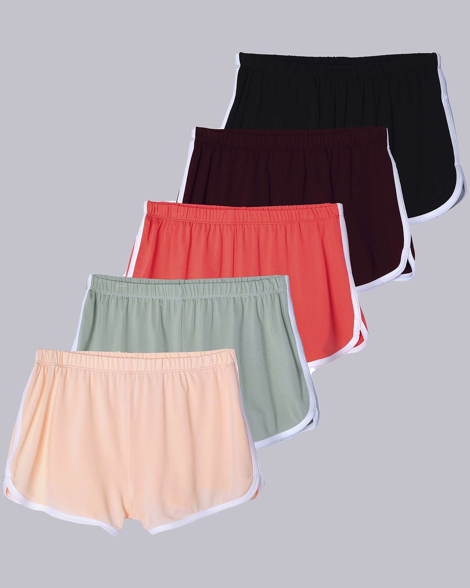 5 Pack: Girls' Dry-Fit Dolphin Shorts