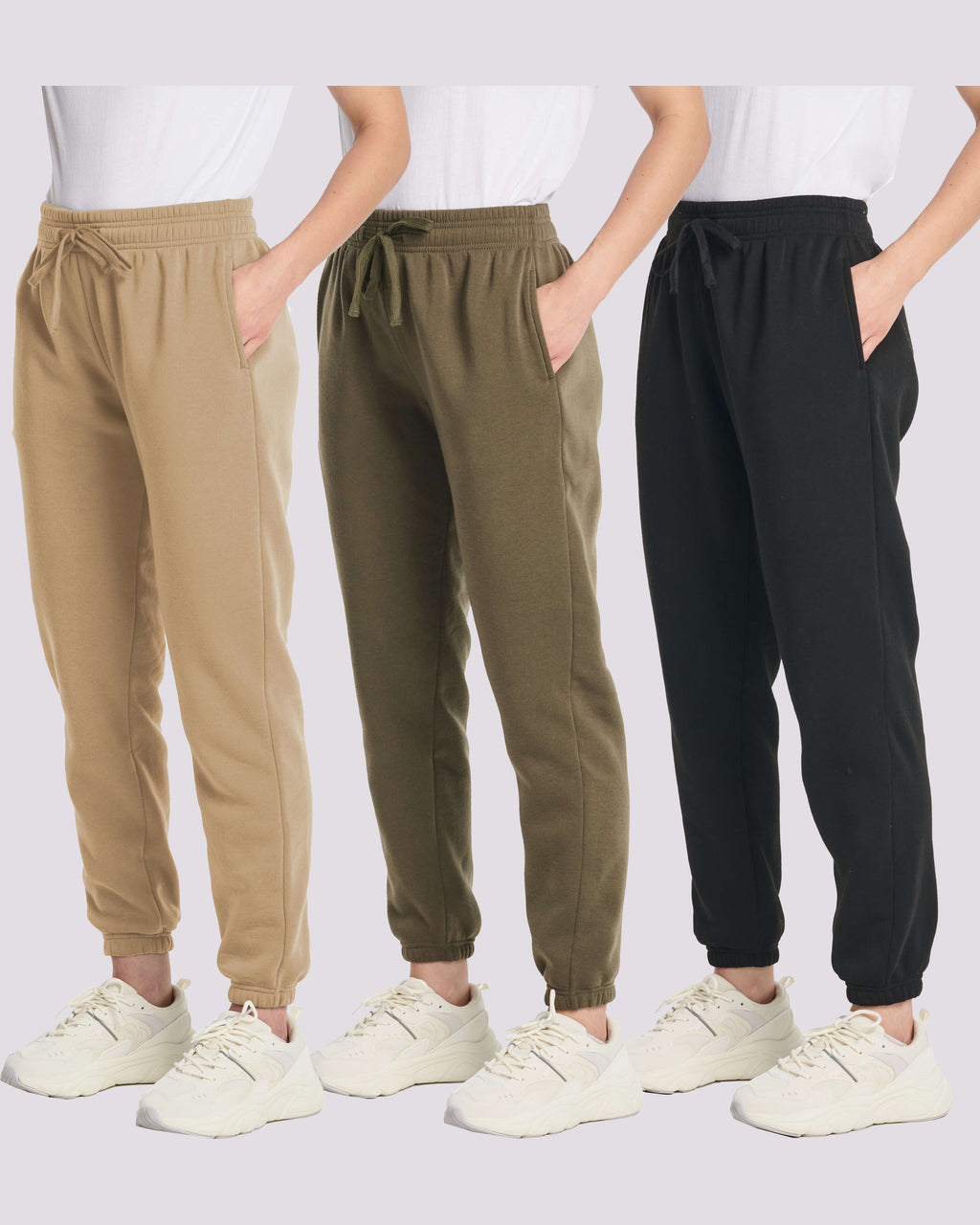 3 Pack: Women's Fleece Jogger Sweatpants with Elastic Cuff (Available in Plus Size)