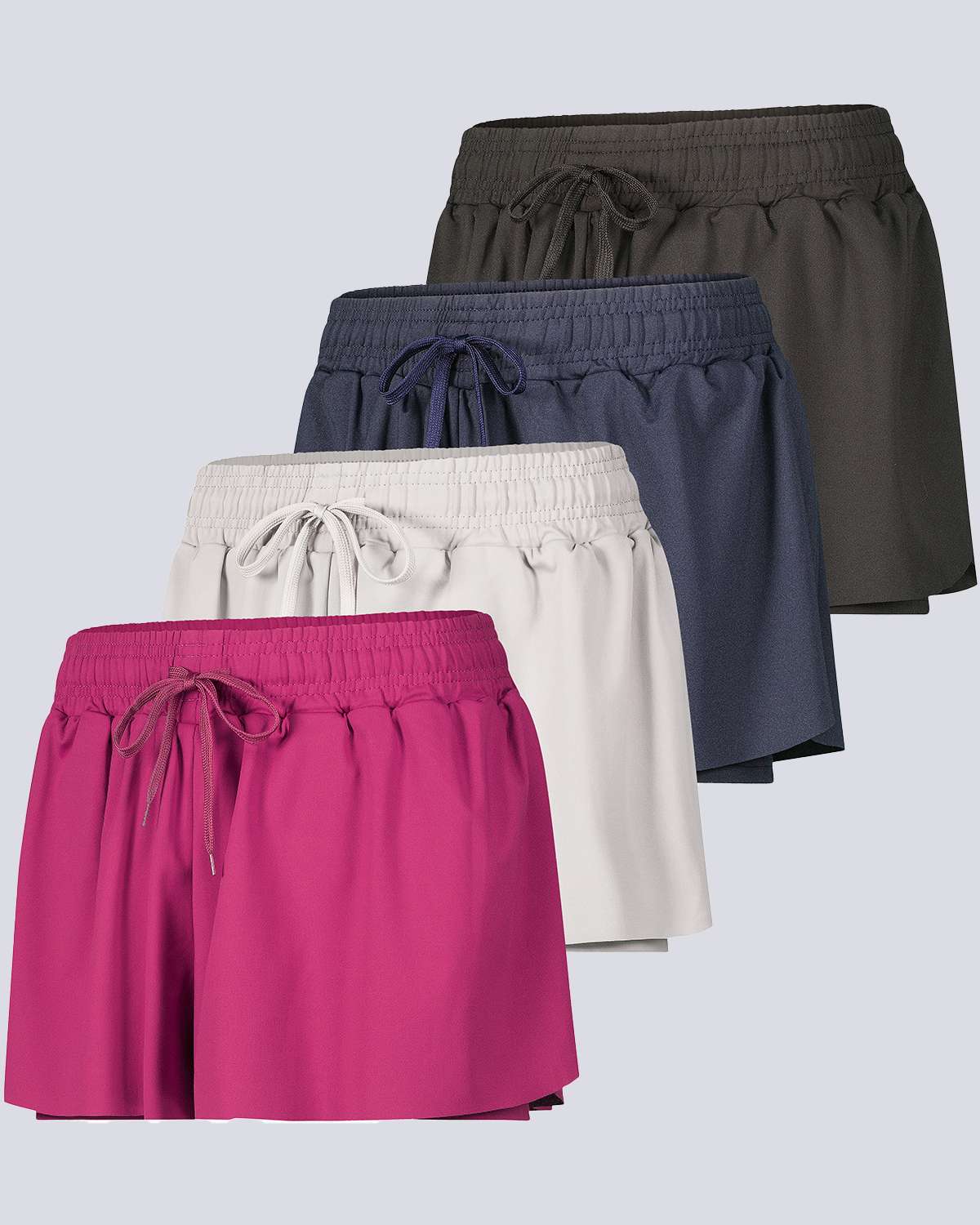 4 Pack: Womens Flowy Dry Fit Running Short - Gym Yoga Workout Summer Shorts (Available In Plus Size)