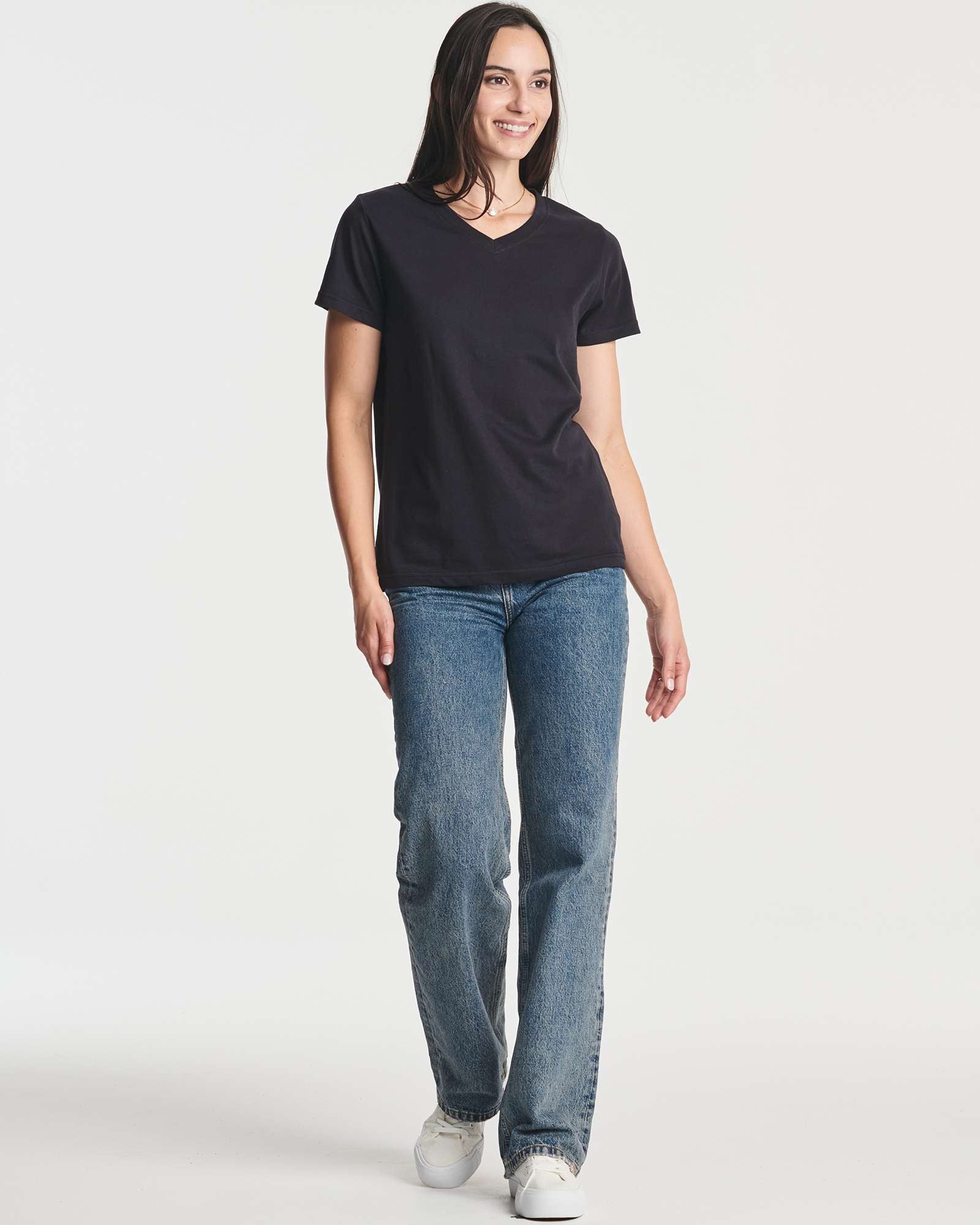 4 Pack: Women's Short-Sleeve V-Neck T-Shirt (Available in Plus Size)