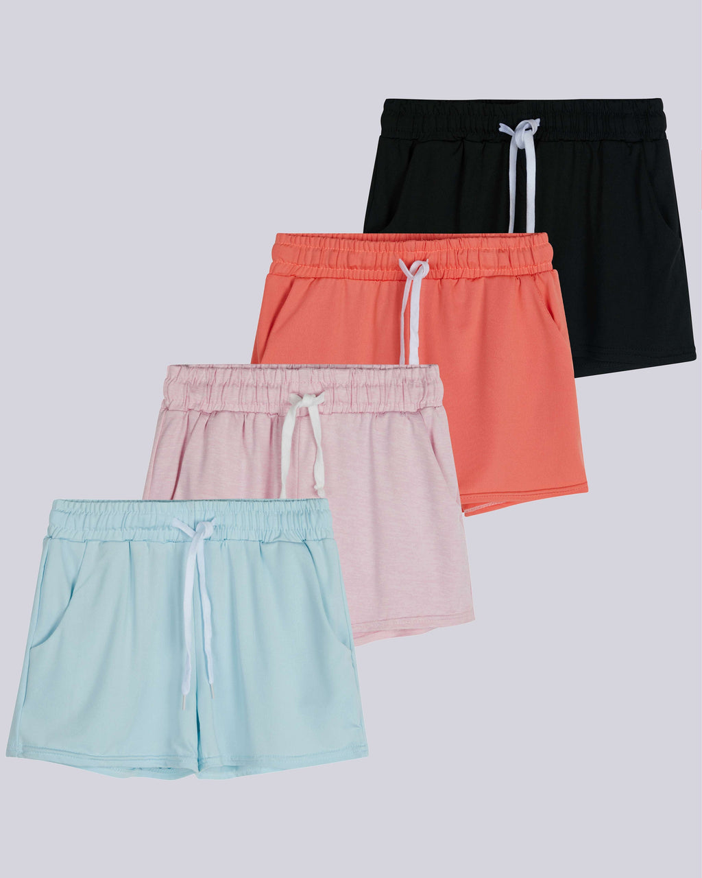4 Pack: Girls Dry-Fit Active Shorts