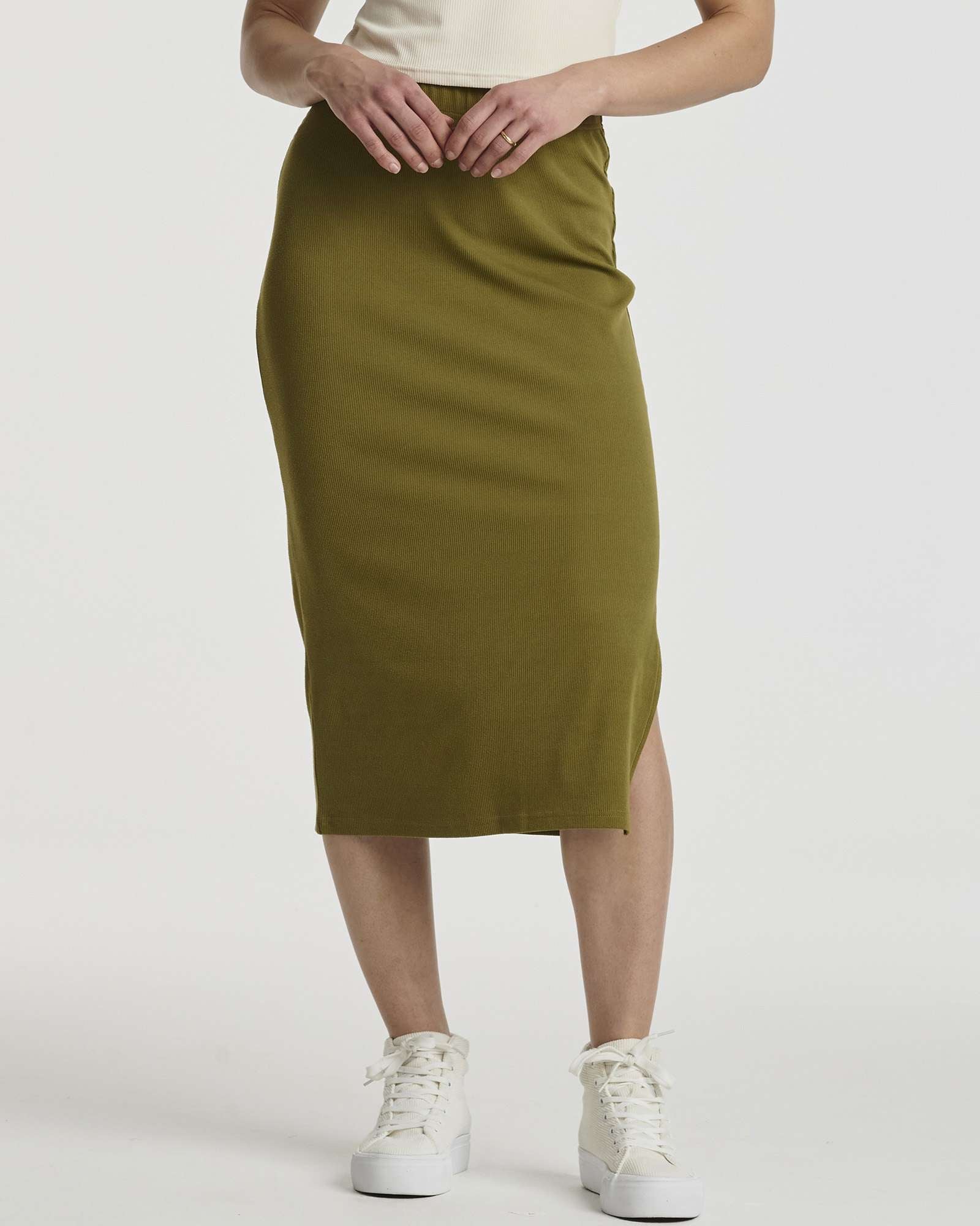 3 Pack: Women's Midi Ribbed Knit Skirt