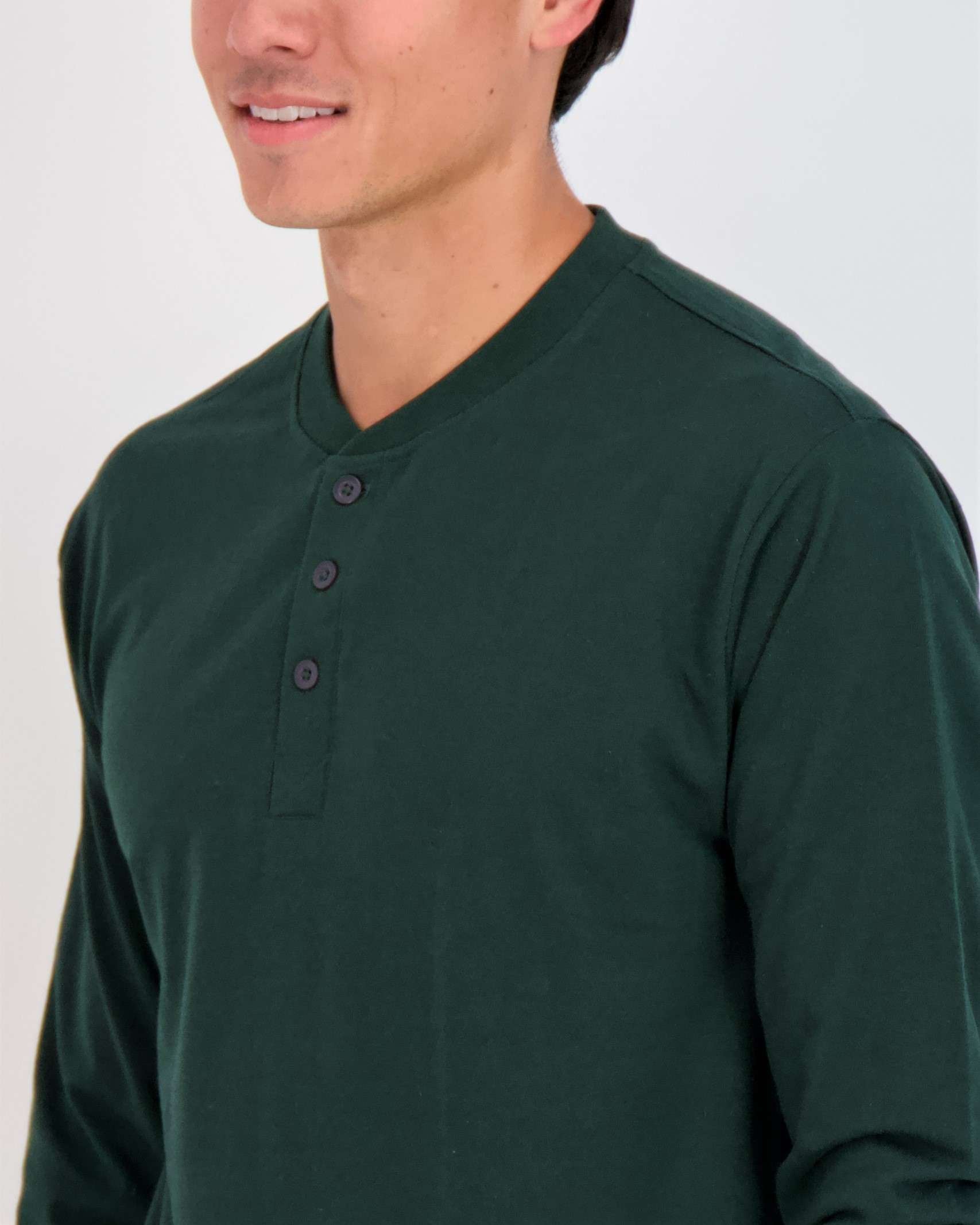 3 Pack: Mens Long Sleeve Cotton Henley T-Shirt