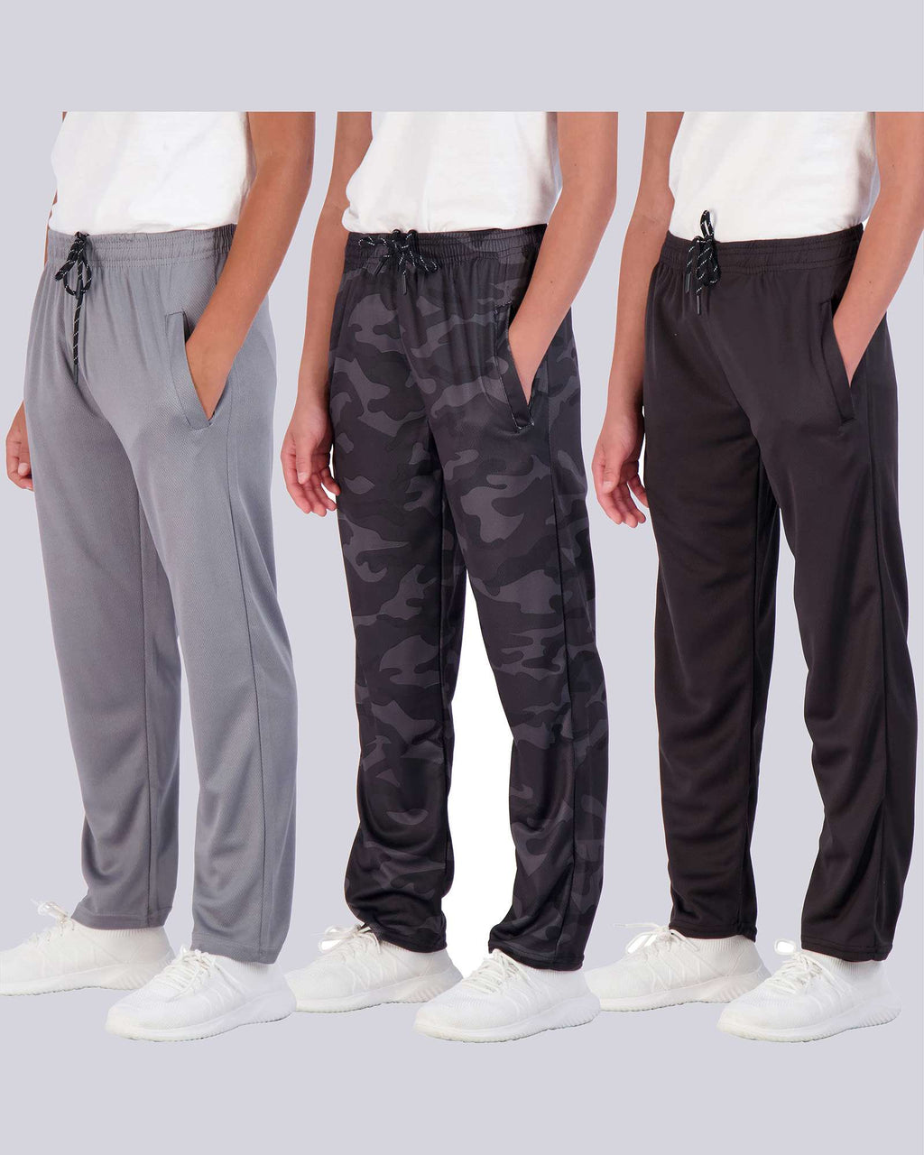 3 Pack: Boys Mesh Open Bottom Active Sweatpants