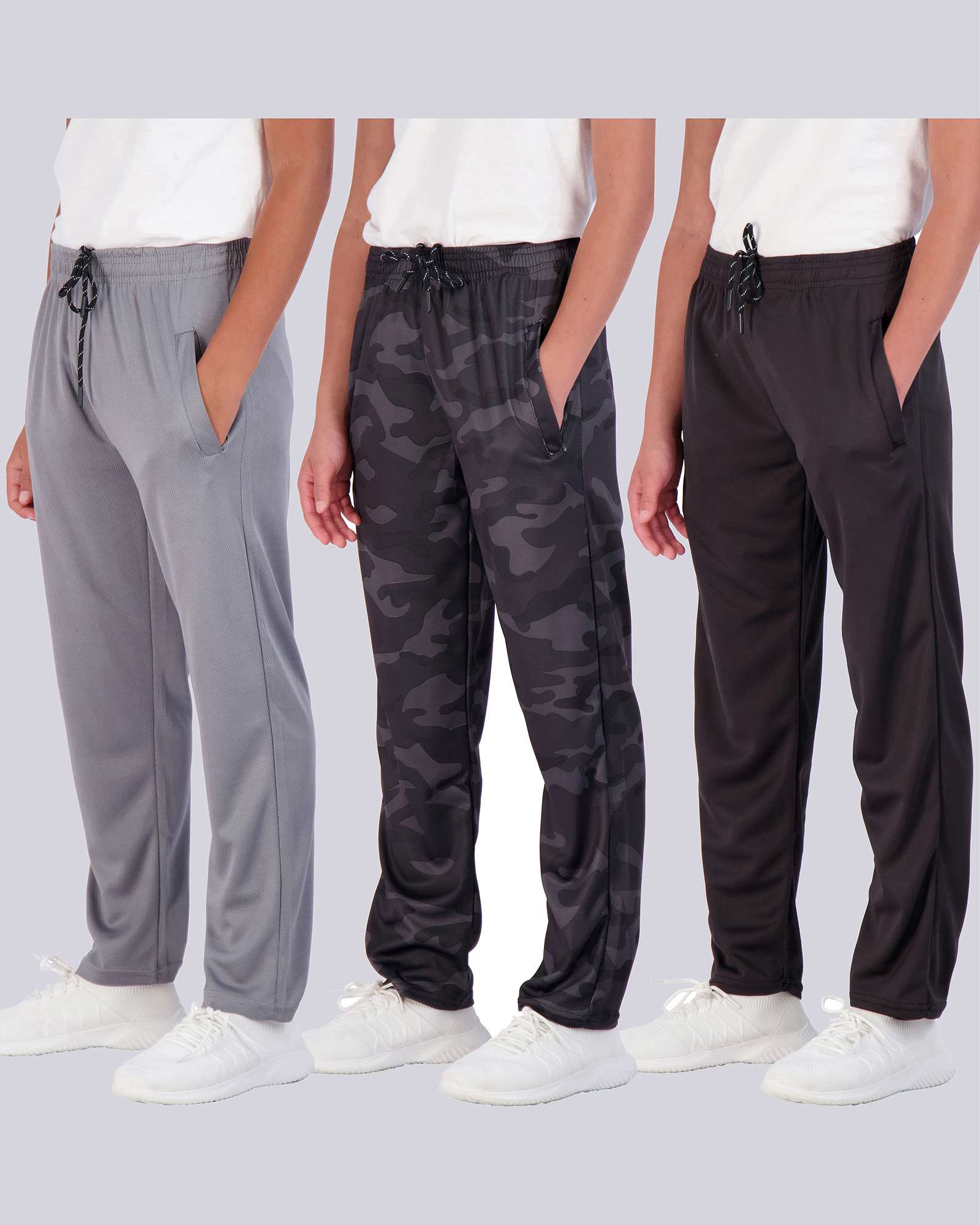 3 Pack: Boys Mesh Open Bottom Active Sweatpants
