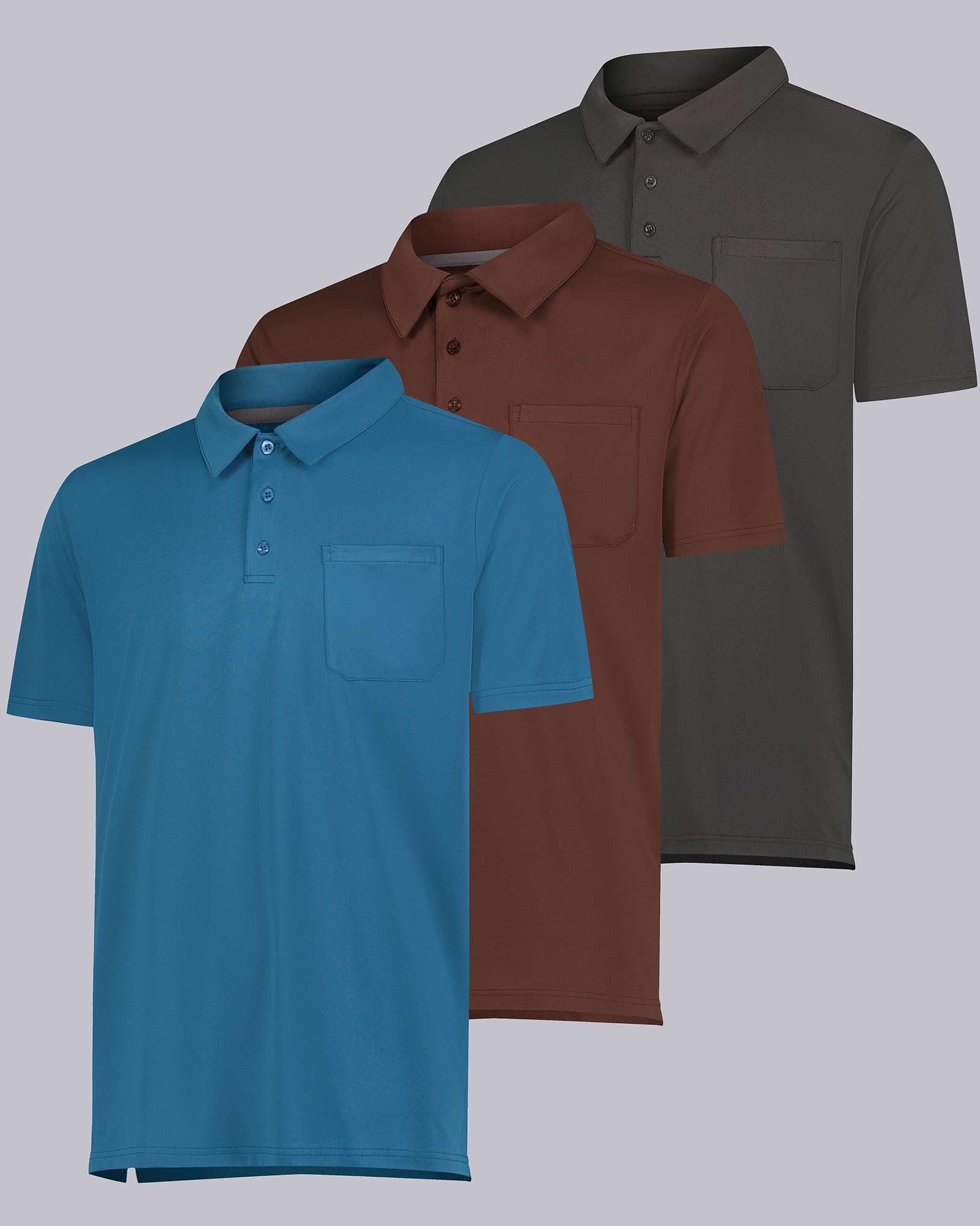 3 Pack: Men's Short Sleeve Pocket Polo Shirt (Available in Big & Tall)
