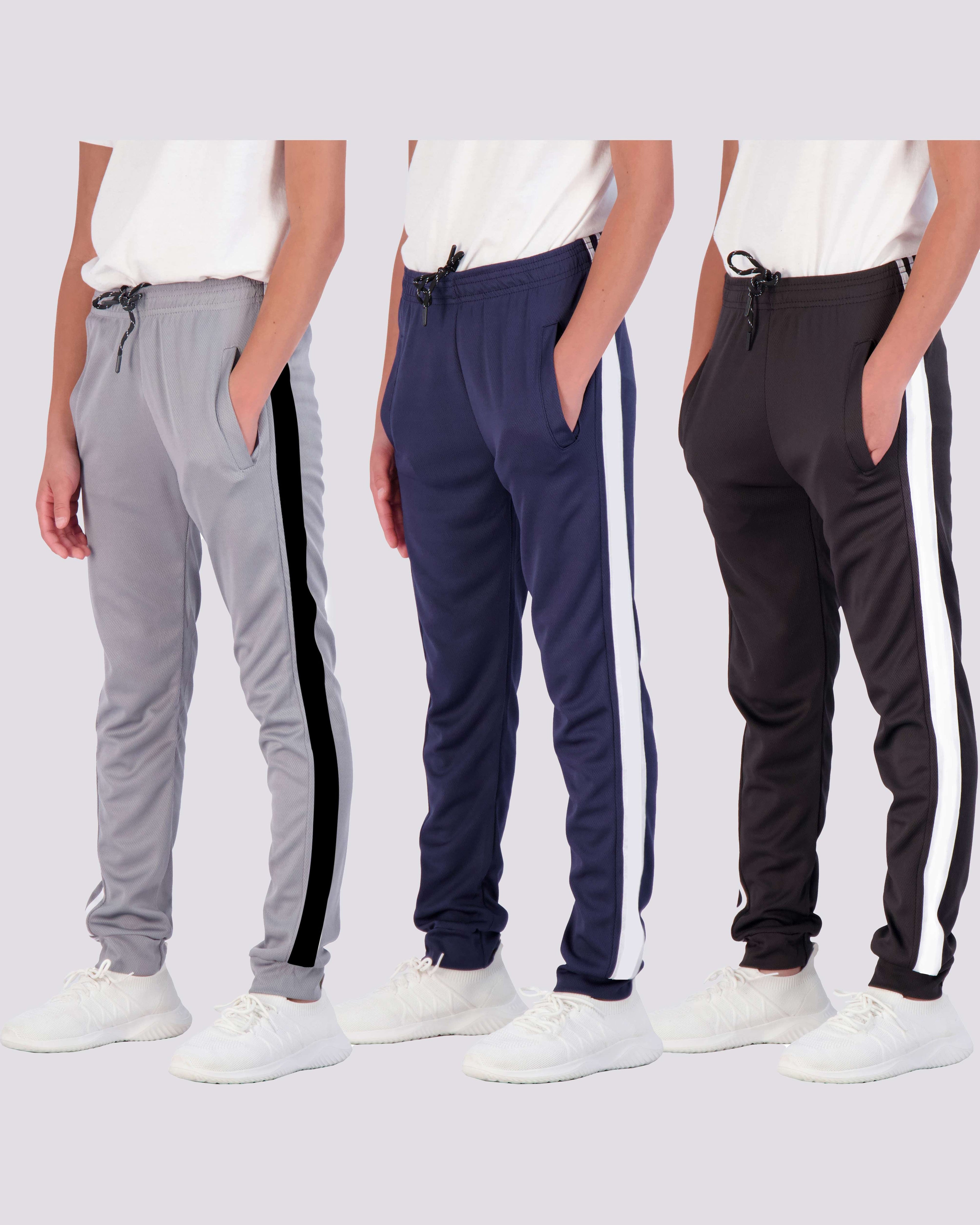 3 Pack: Boys Mesh Active Casual Jogger Sweatpants