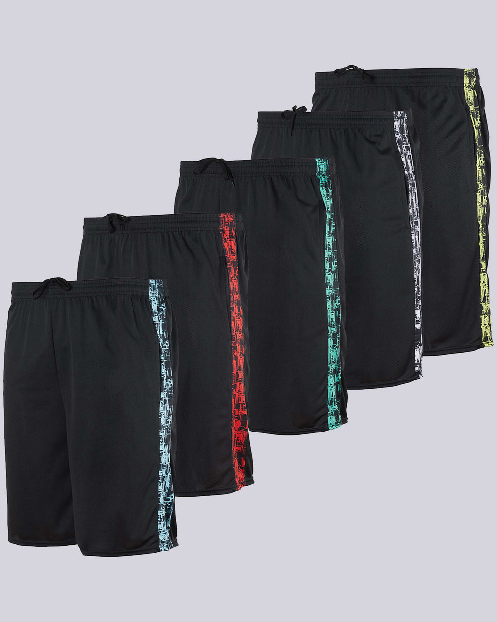 5 Pack: Men's Mesh Athletic Gym Shorts