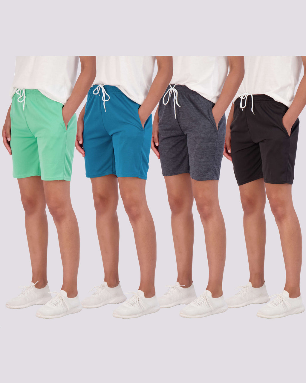 4 Pack: Women's 7" Mesh Quick-Dry Bermuda Shorts