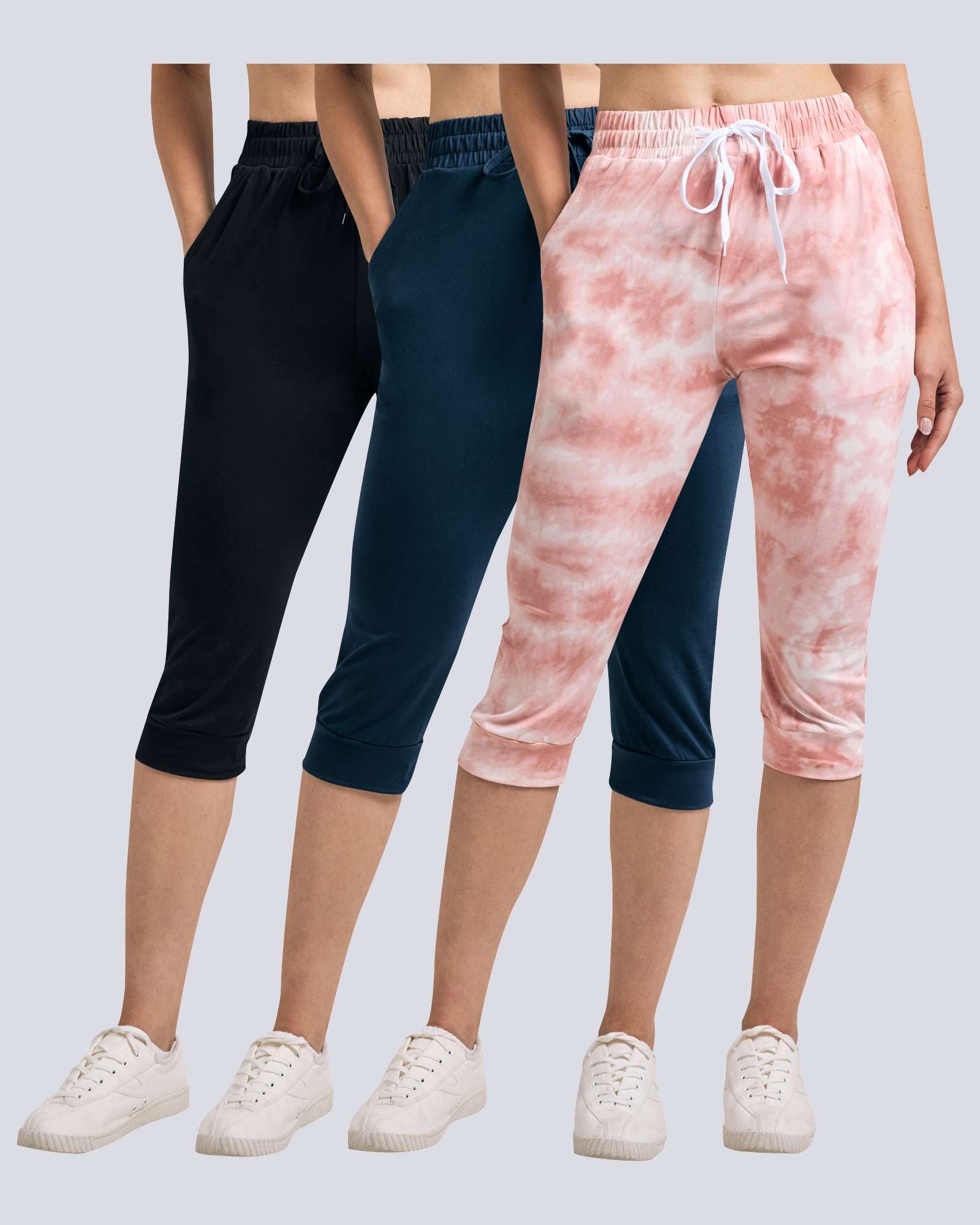 3 Pack: Women's Capri Joggers (Available in Plus Size)