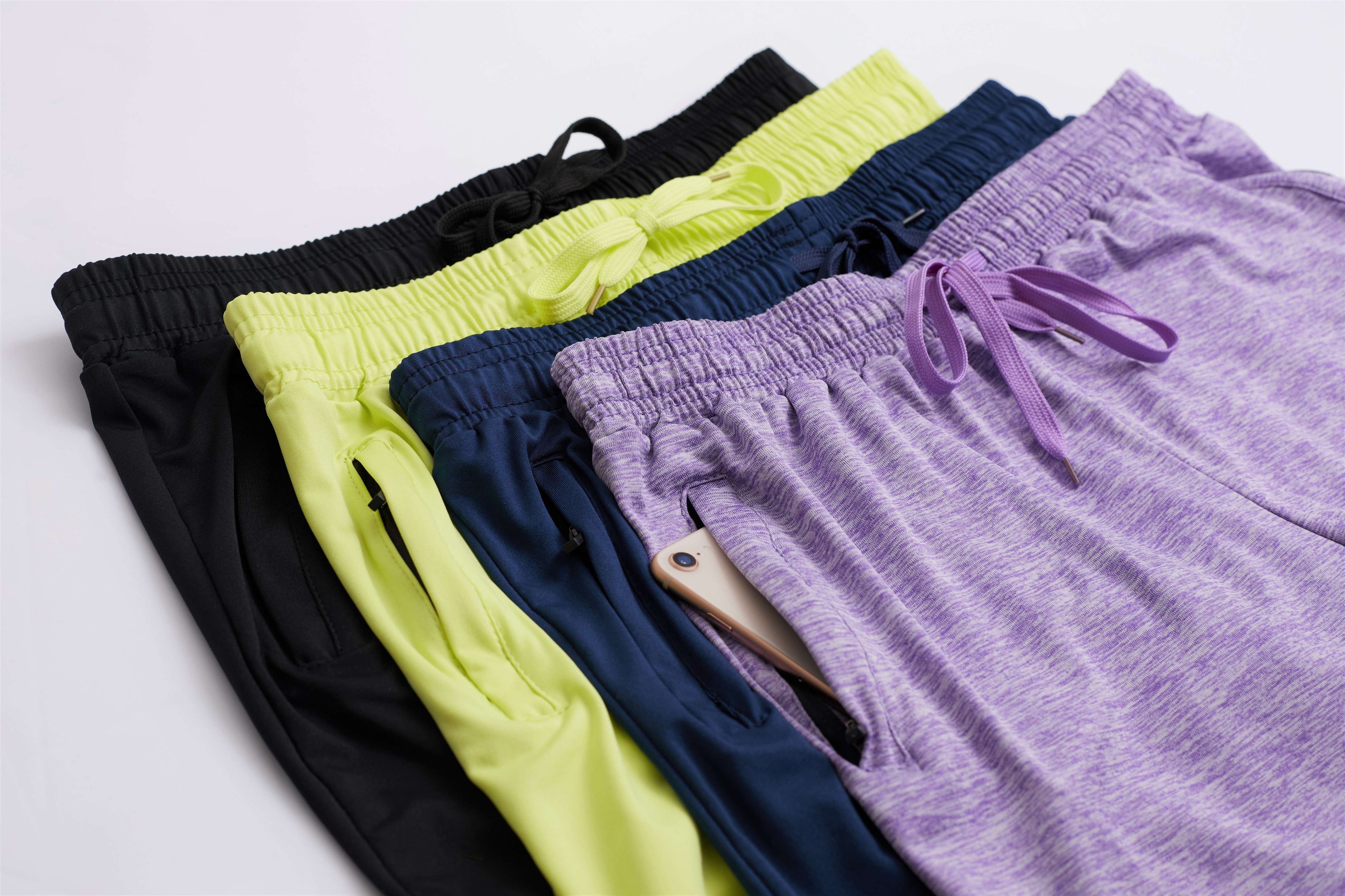 4 Pack: Womens Active Dry-Fit Shorts with Zipper Pockets