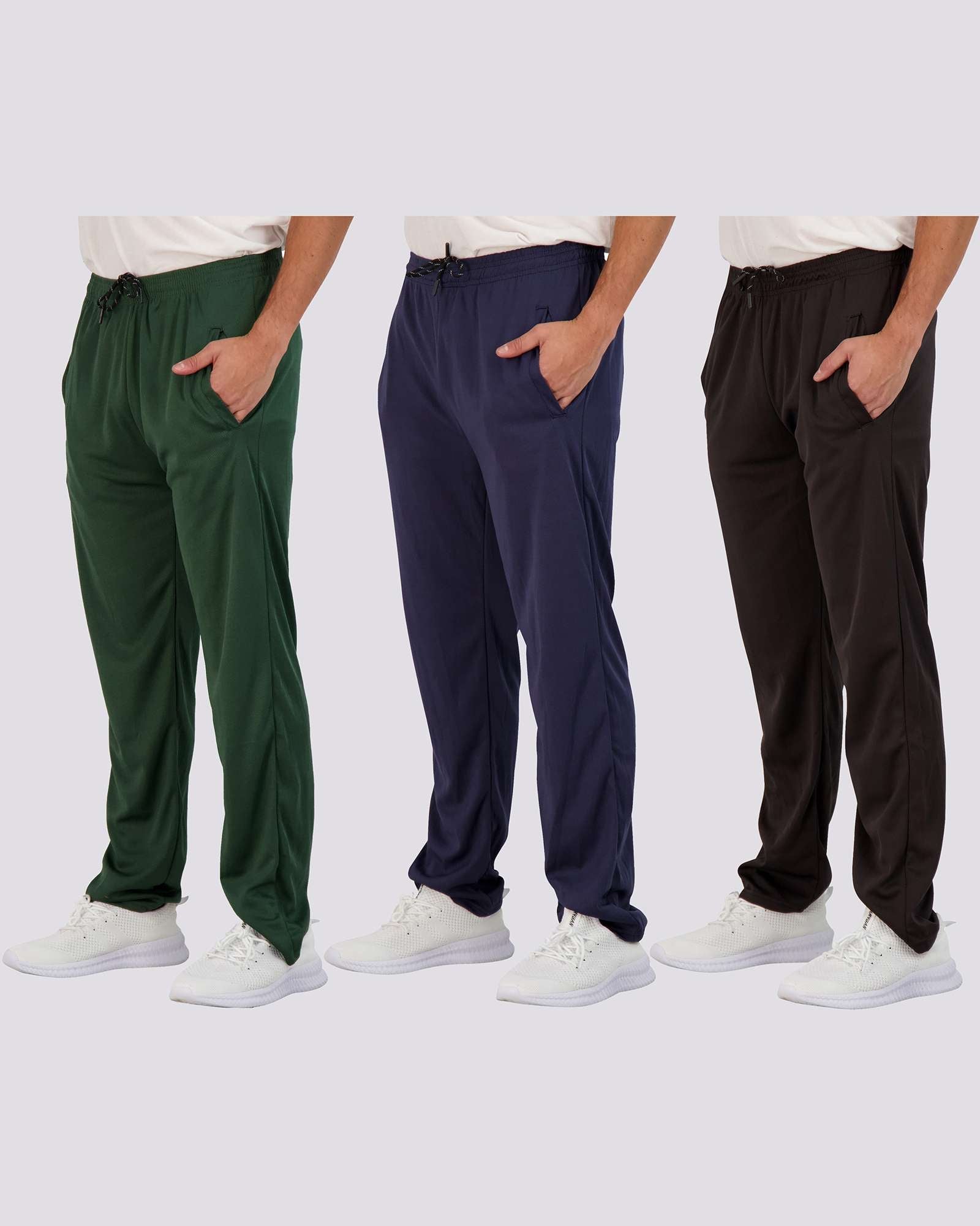 3 Pack: Mens Mesh Active Open Bottom Sweatpants