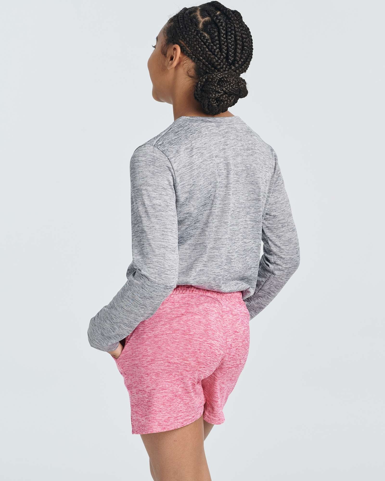 4 Pack: Girls Dry-Fit Long Sleeve Active Crew Neck T-Shirt