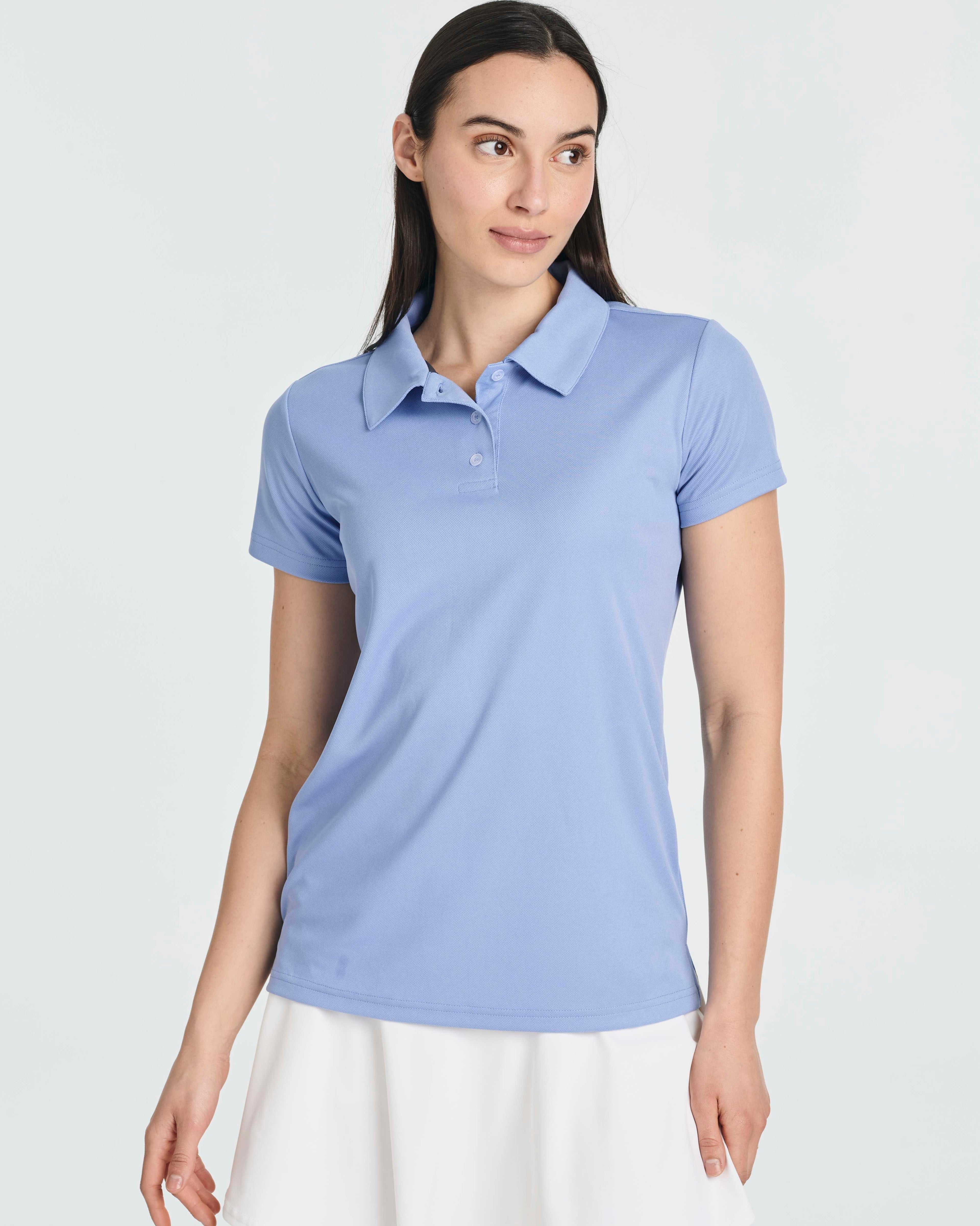3 Pack: Womens Short Sleeve Dry-Fit Performance Polo Shirt (Available In Plus Size)