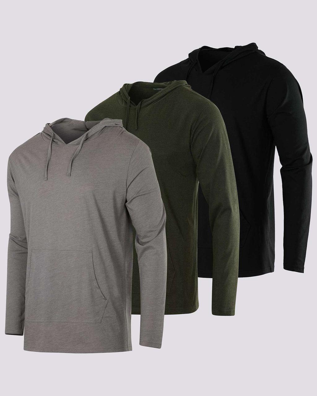 3 Pack: Mens Cotton Lightweight Pullover Hoodie