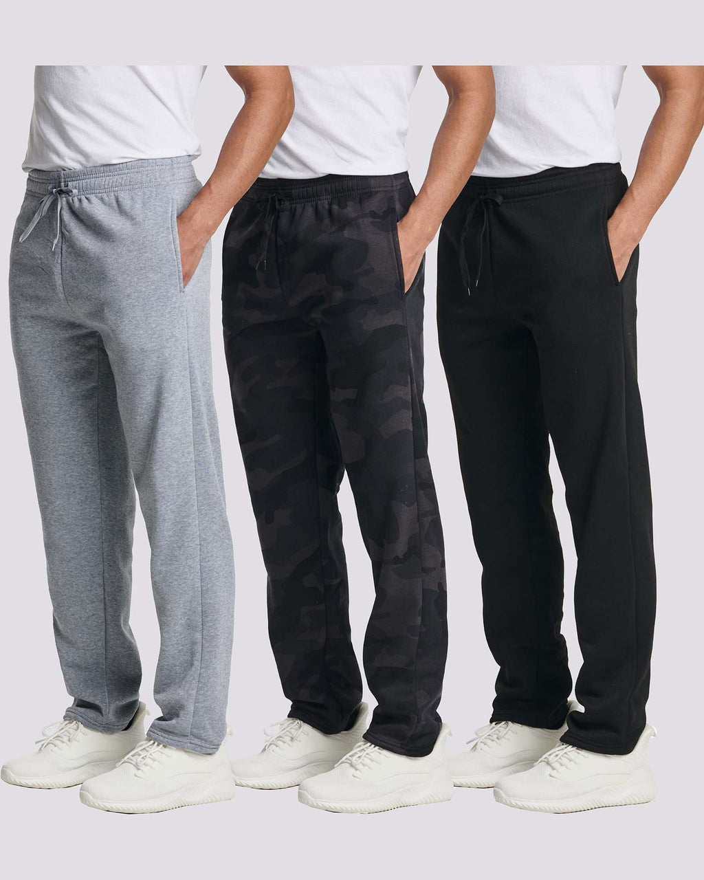 3 Pack: Mens Fleece Open Bottom Sweatpants