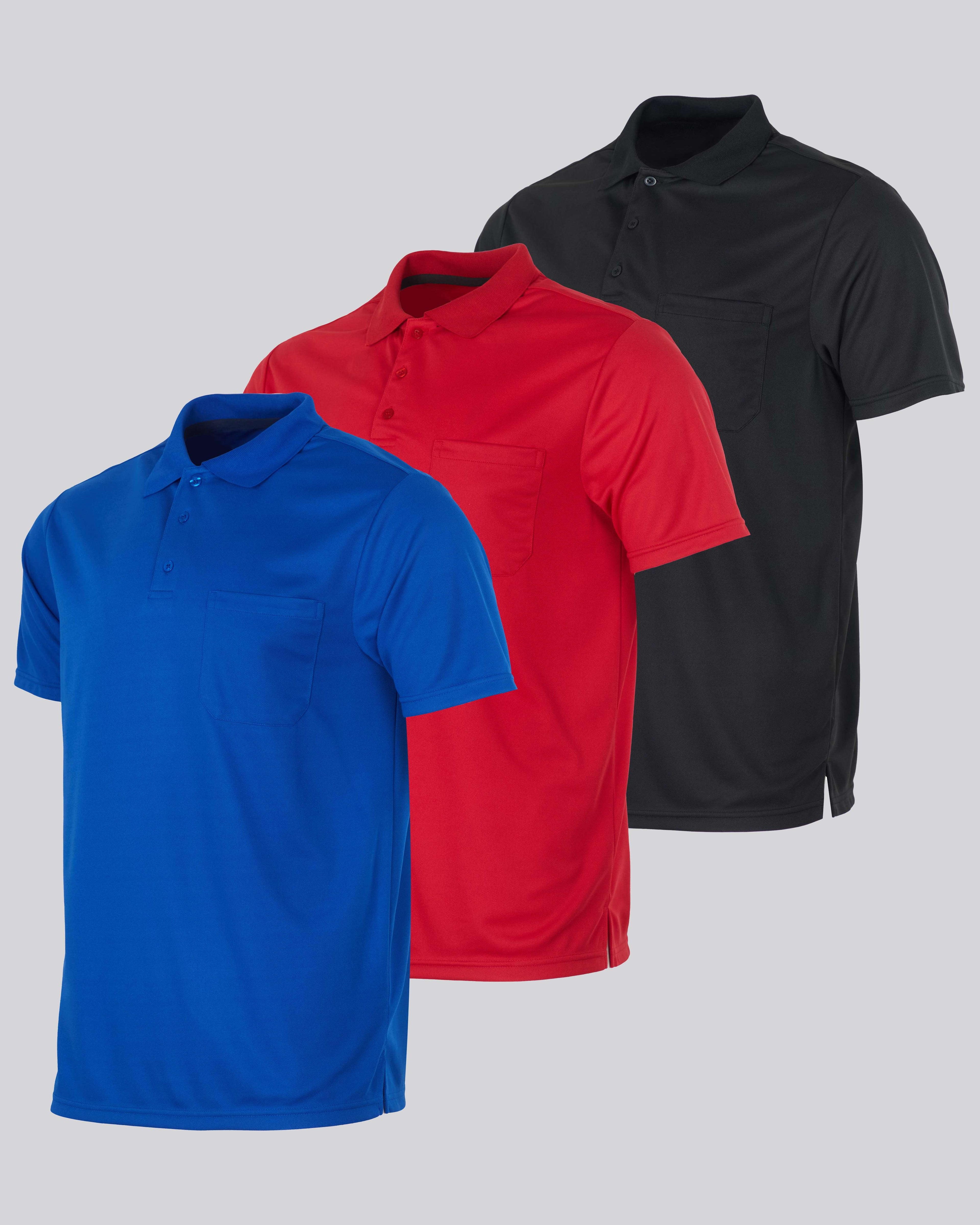 3 Pack: Men's Short Sleeve Dry-Fit Polo Shirt (Available in Big & Tall)