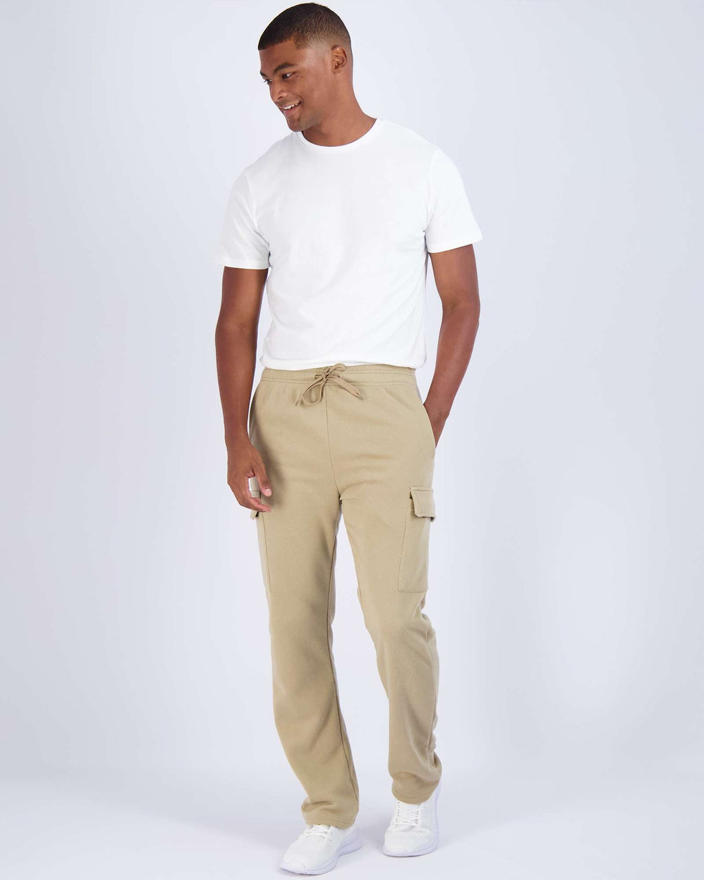 3 Pack: Mens Fleece Cargo Open Bottom Sweatpants