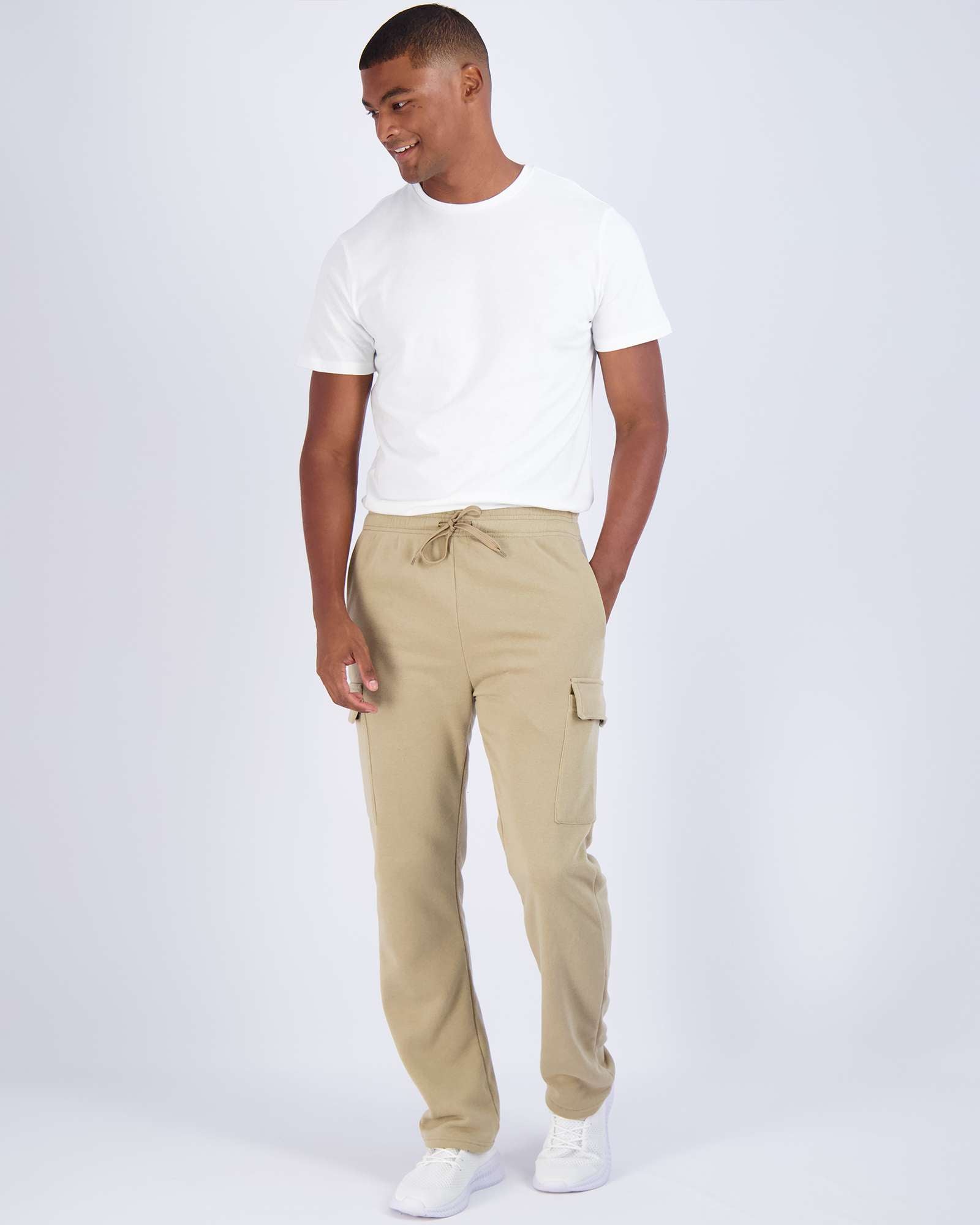 3 Pack: Mens Fleece Cargo Open Bottom Sweatpants