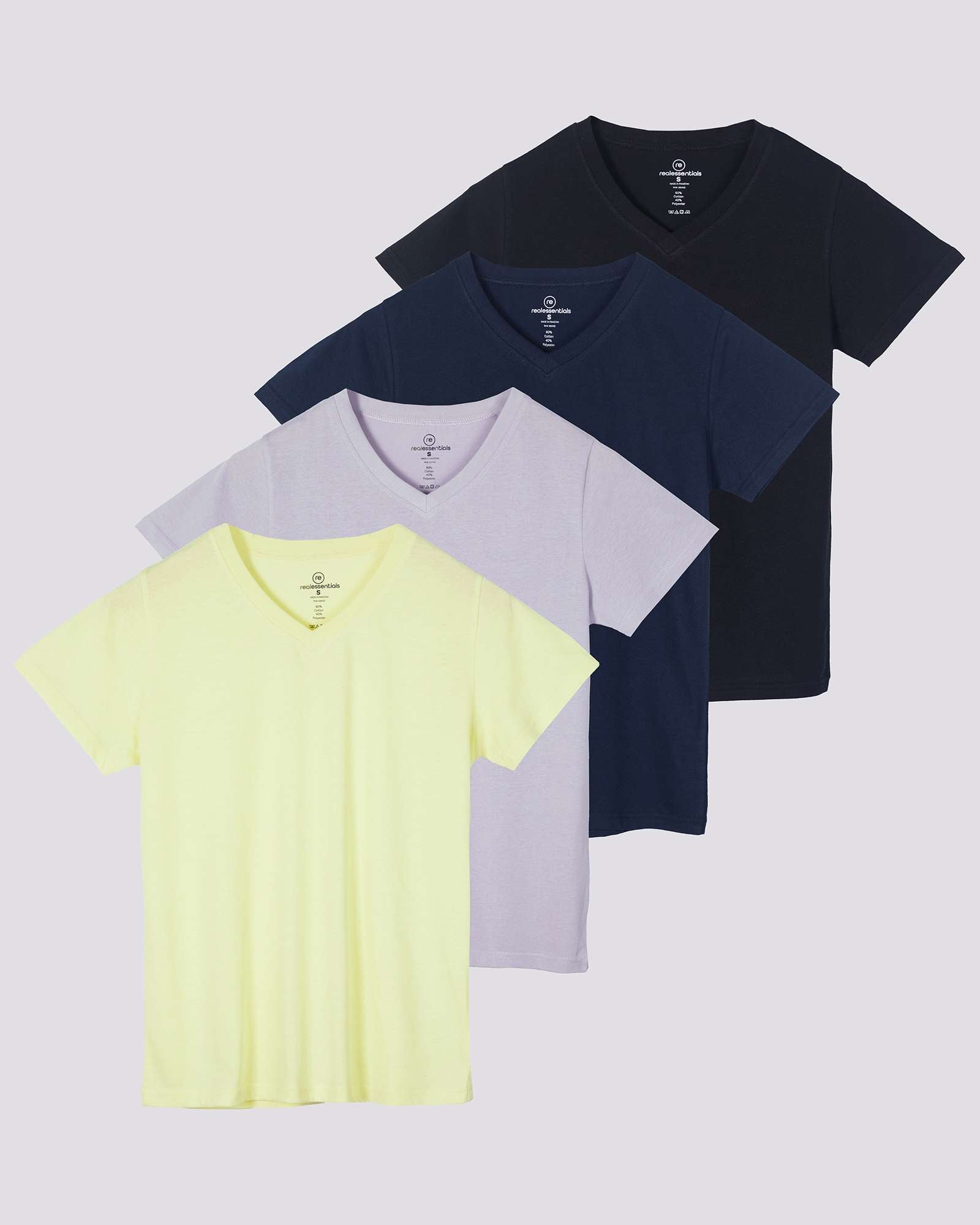 4 Pack: Women's Plus Short-Sleeve V-Neck T-Shirt