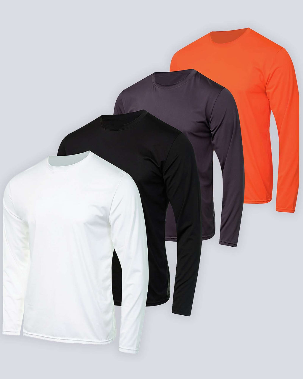 Real Essentials 4 Pack: Men's Dry-Fit UV Moisture Wicking UPF 50+ SPF Sun Protective Fishing Hiking Swim Long Sleeve Shirt