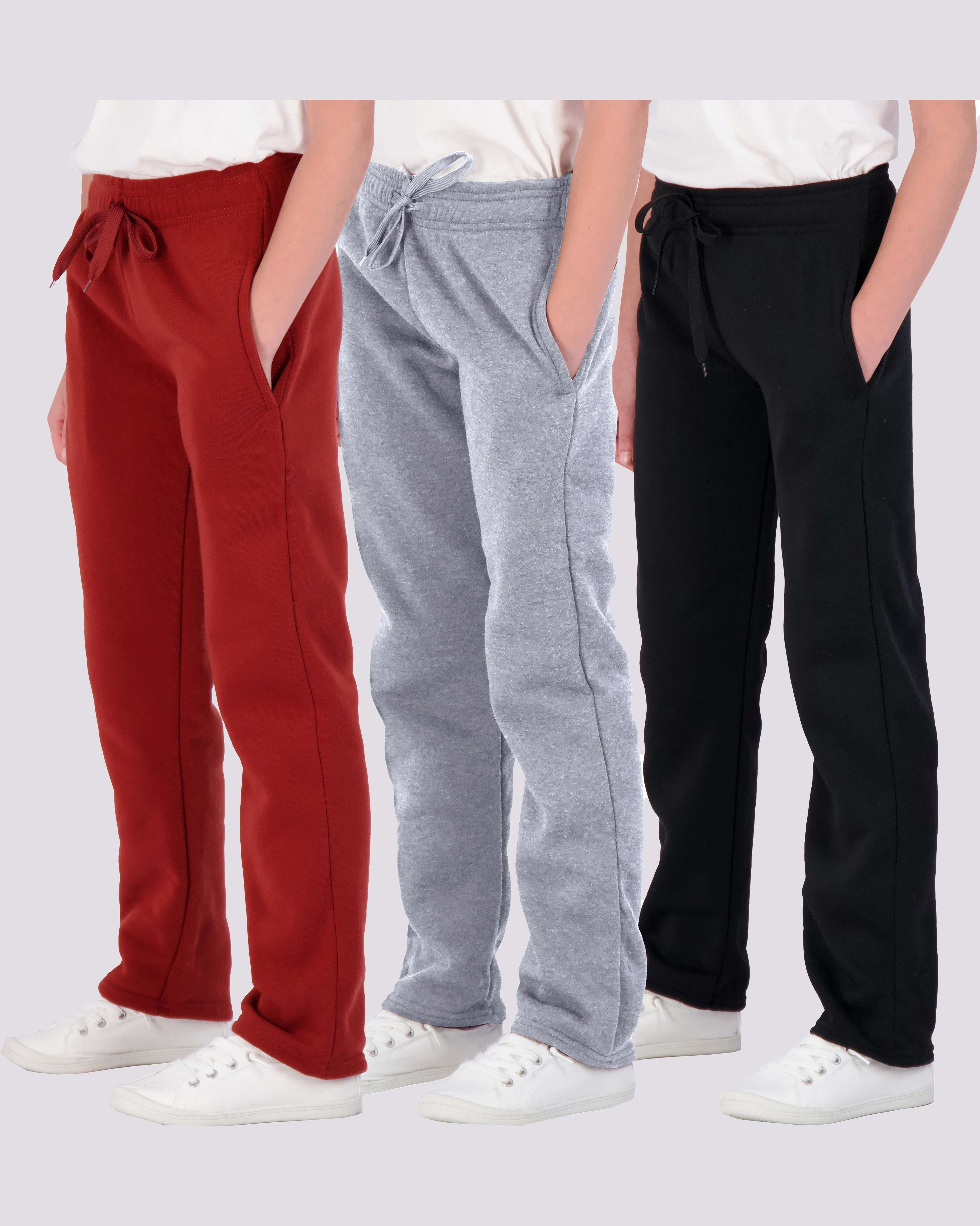 3 Pack: Girls Fleece Open Bottom Sweatpants