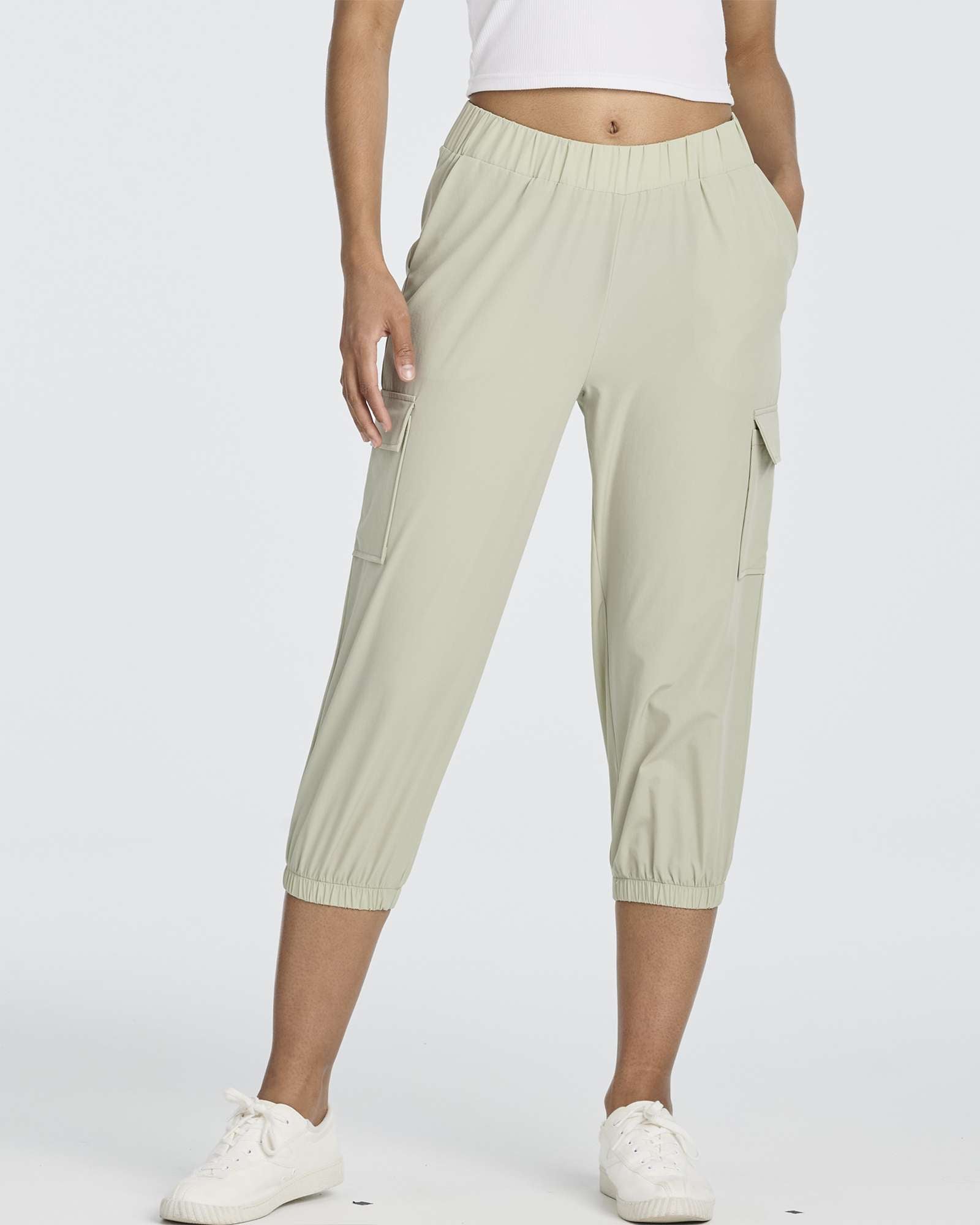 3 Pack: Women's Woven Cargo Capri Jogger Pants