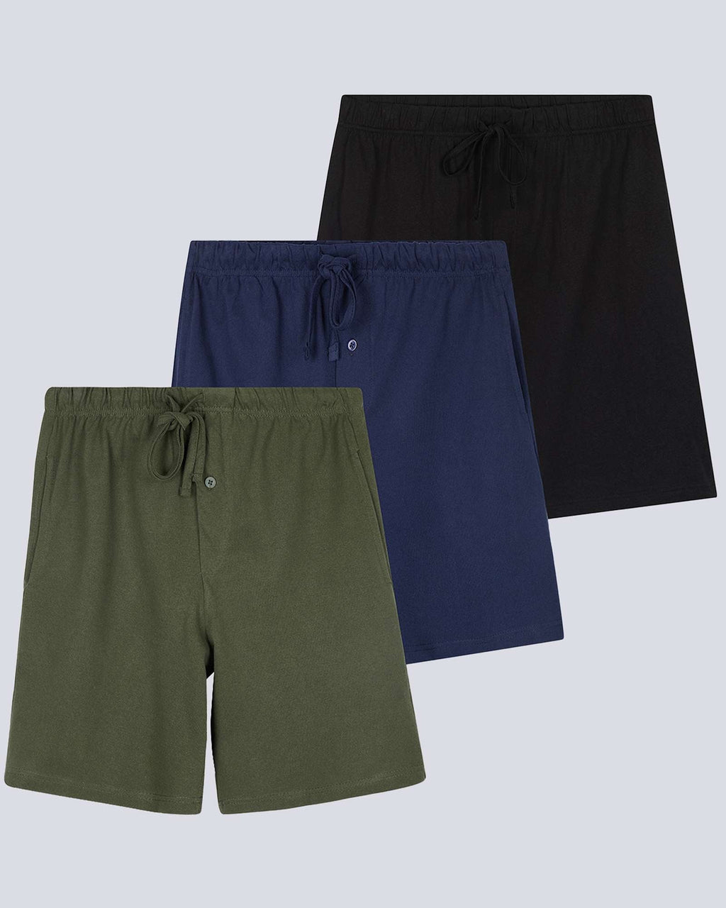 3 Pack:Mens Cotton Sleep Pajama Lounge Shorts