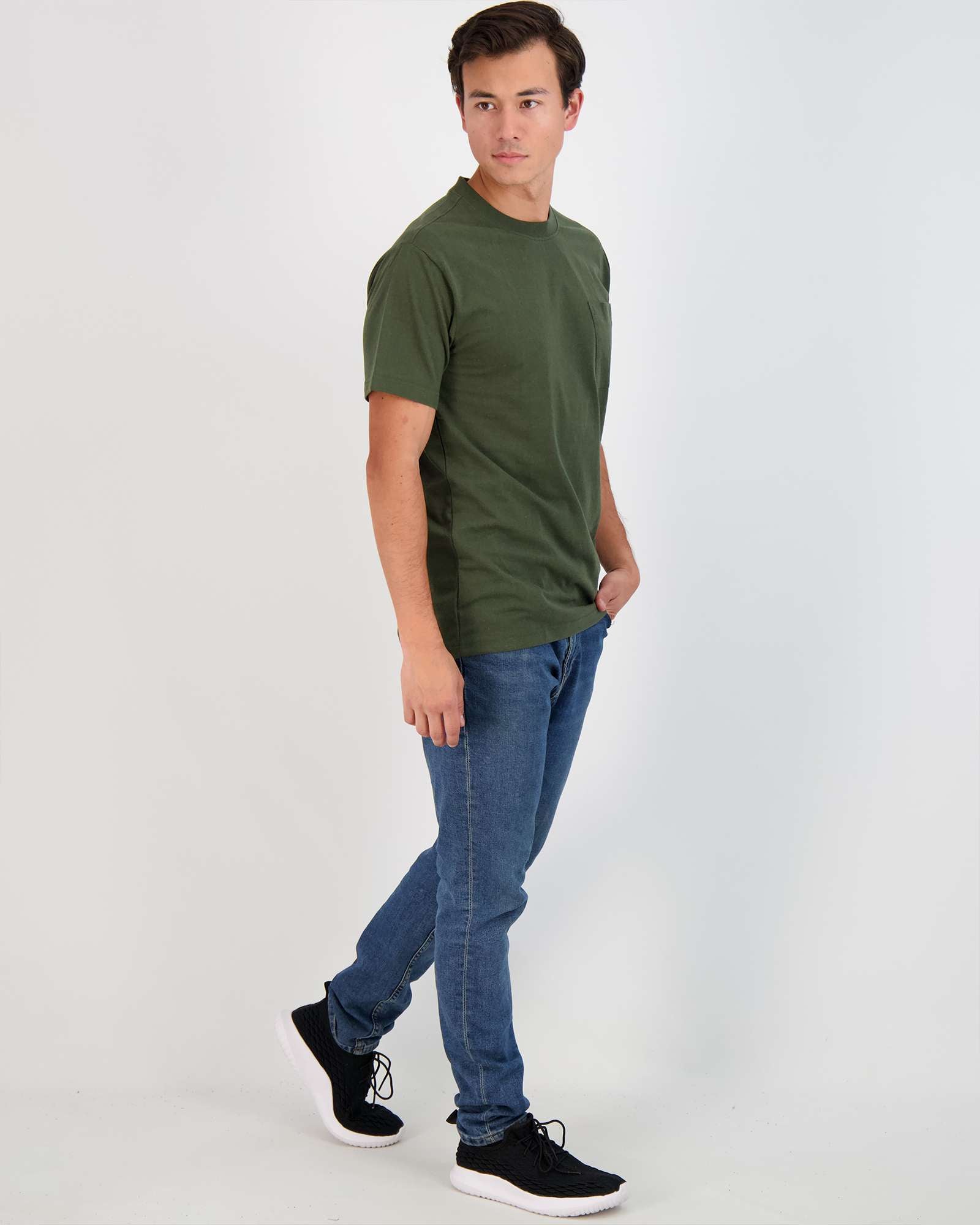 4 Pack: Mens Cotton Short Sleeve Crew Neck Pocket T-Shirt