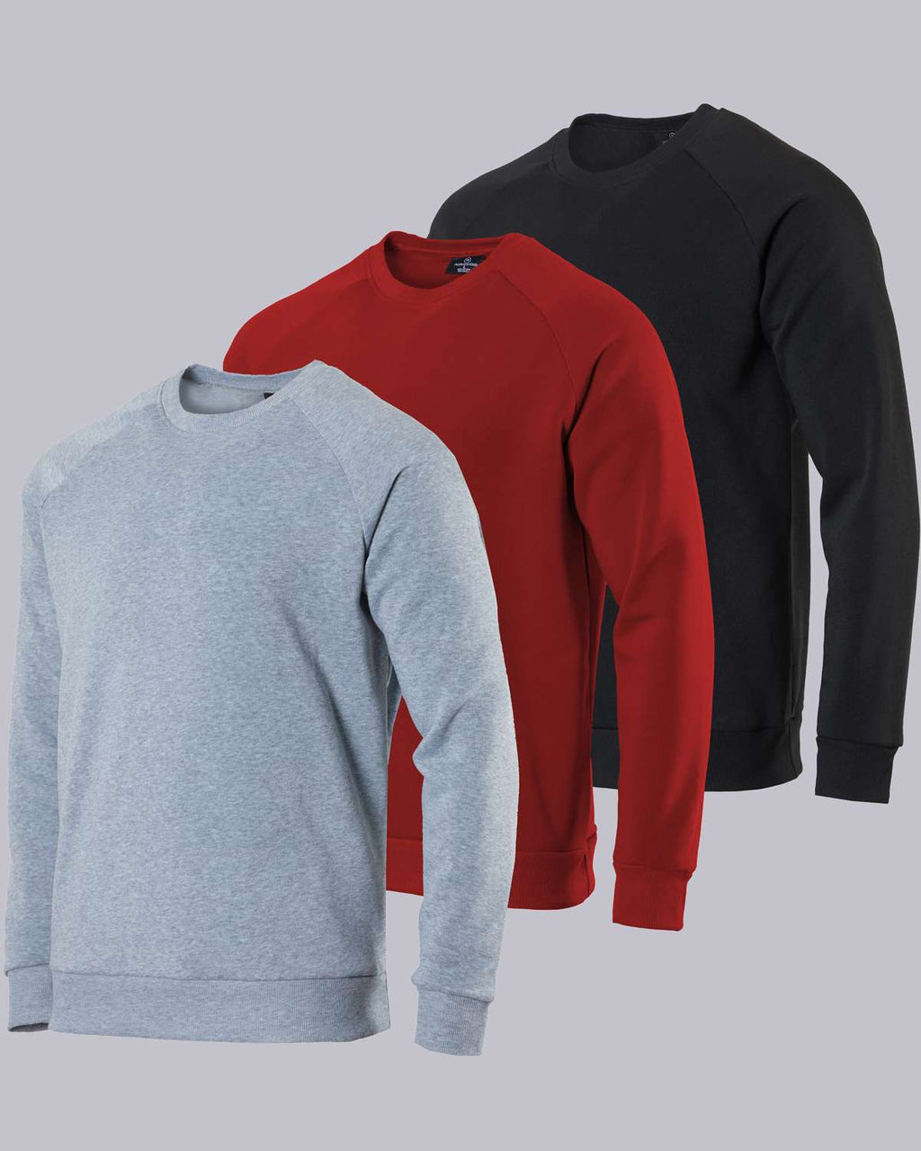 3 Pack: Mens Fleece Crewneck Pullover Sweatshirt