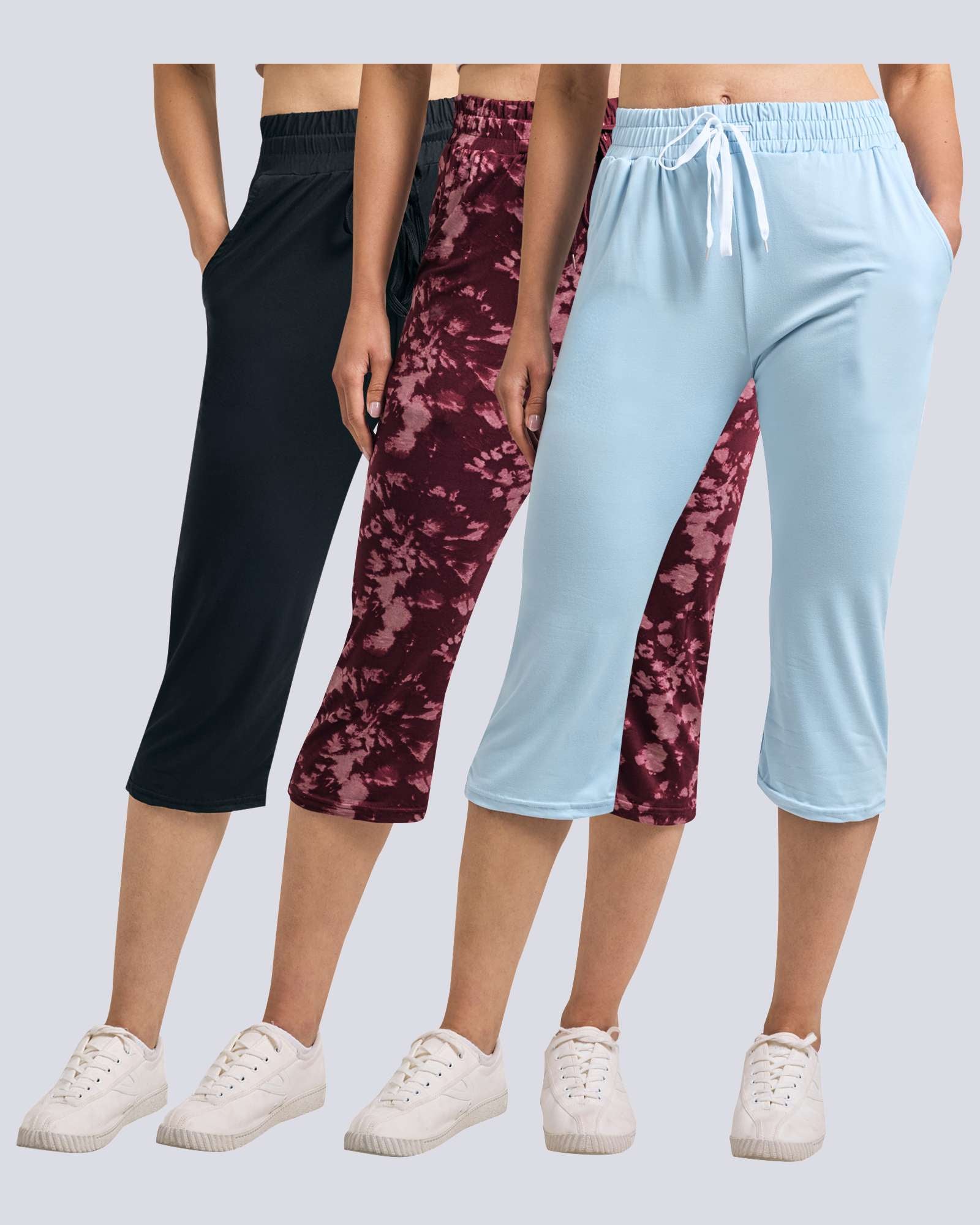 3 Pack: Women's Capri Open Bottom Sweatpants