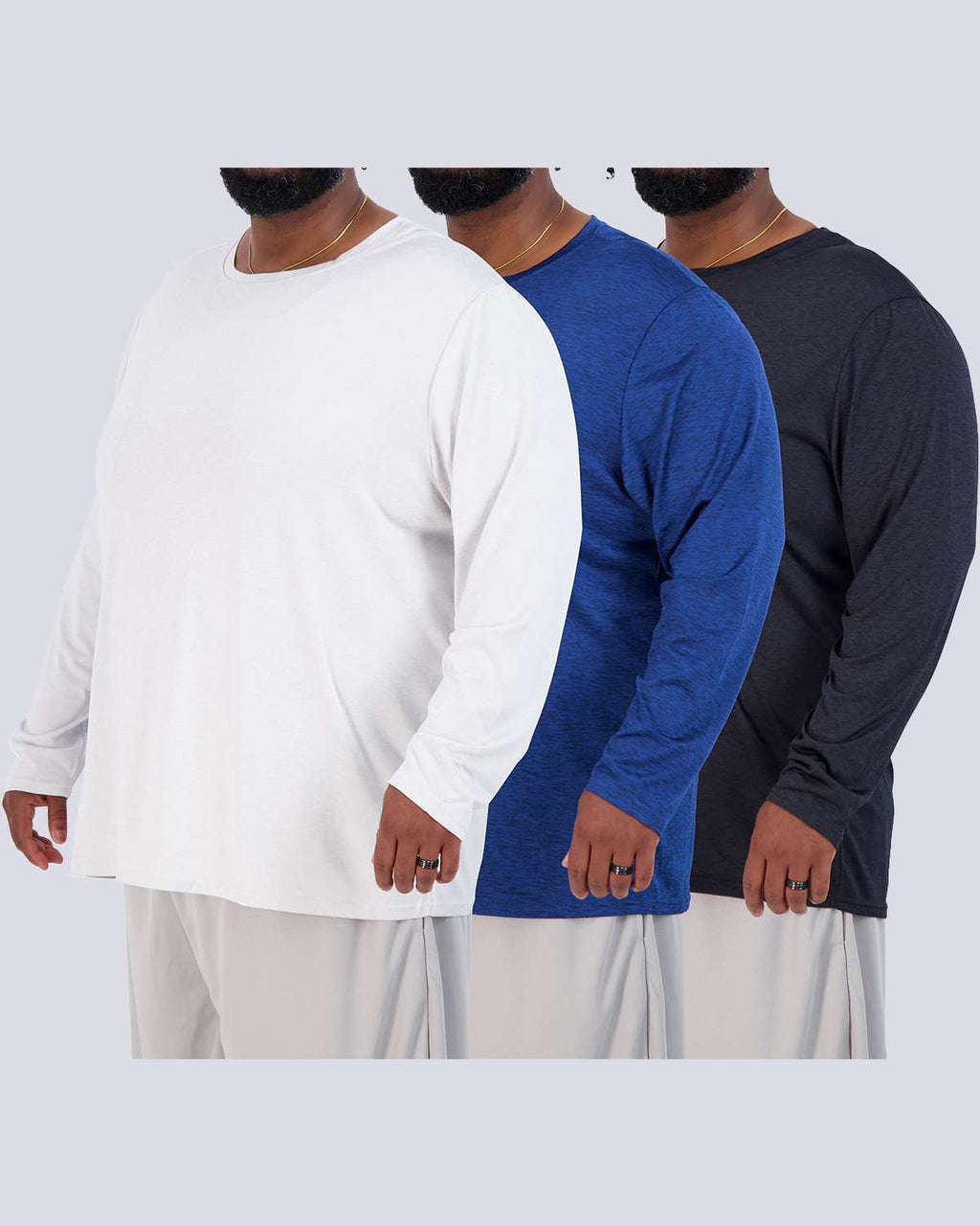 3 Pack: Mens Big & Tall Dry Fit Long-Sleeve Crew Neck T-Shirt