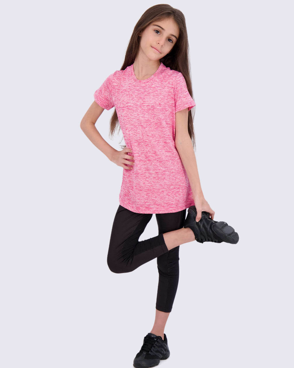 4 Pack: Girls Short Sleeve Dry-Fit Crew Neck Active T-Shirt