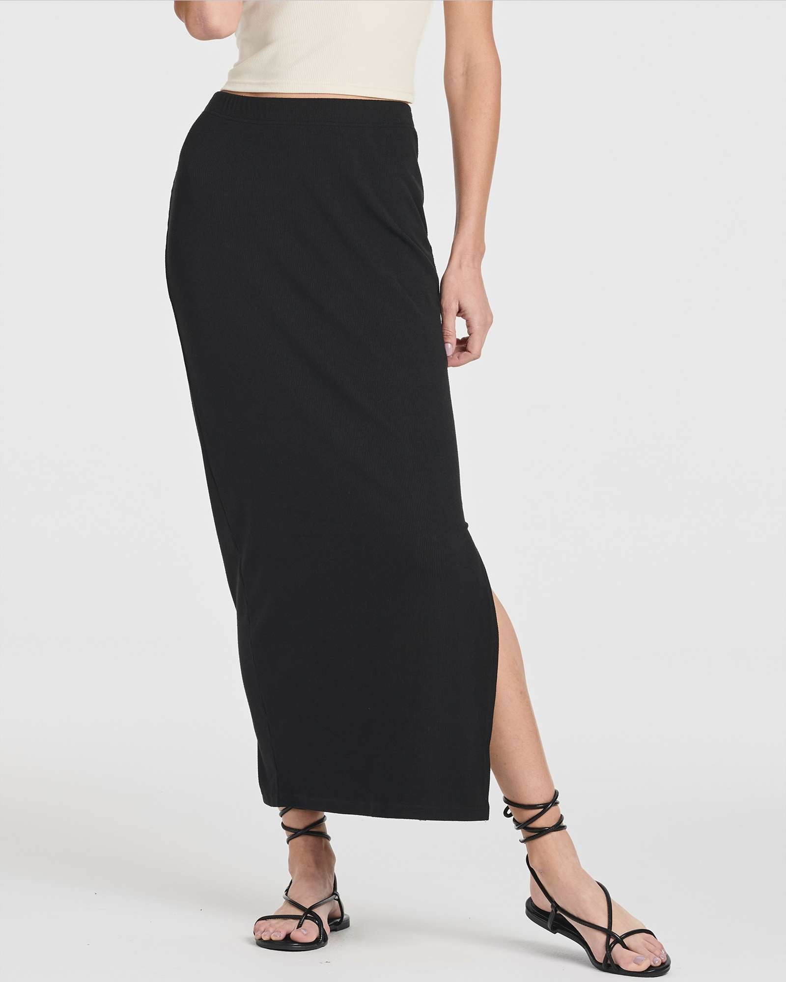 3 Pack: Women's Ribbed High Waisted Maxi Skirt