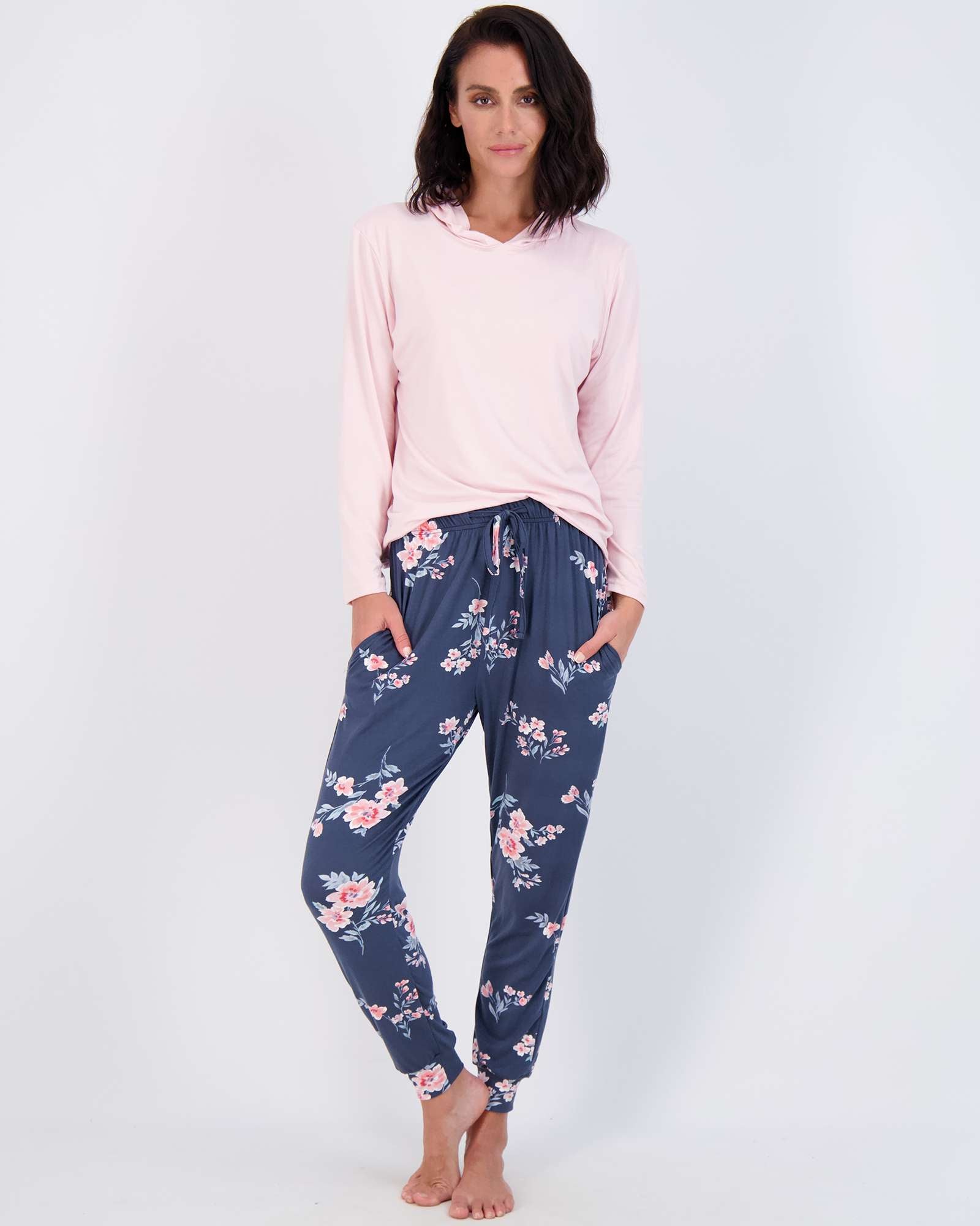 4 Piece: Womens Long Sleeve Henley & Jogger Lounge Pajama Set