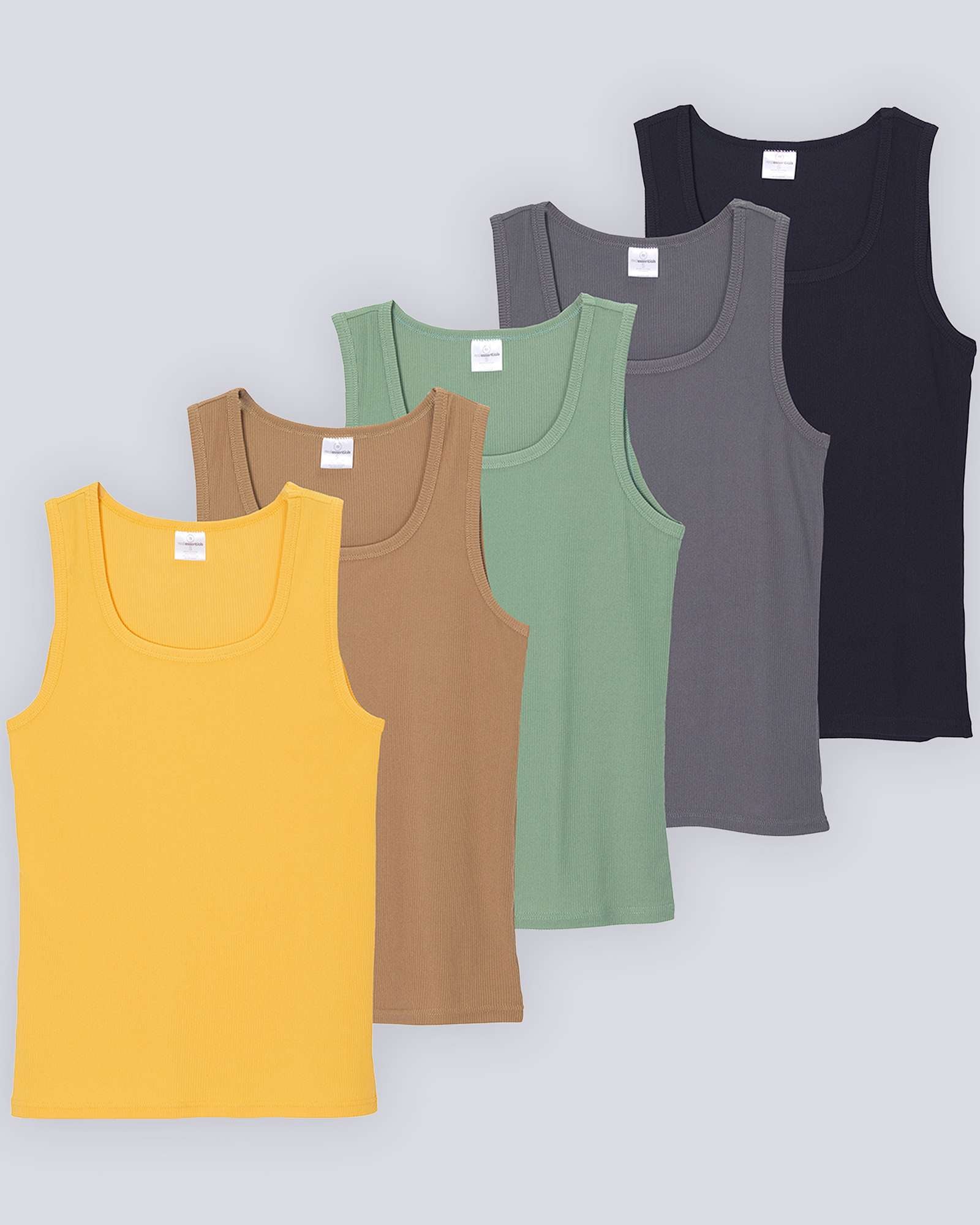 5 Pack: Women's Ribbed Sleeveless Tank Top - Yoga Casual Tops