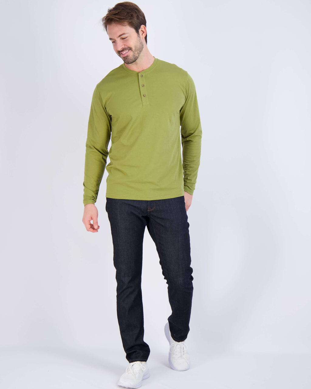 3 Pack: Mens Long Sleeve Cotton Henley T-Shirt