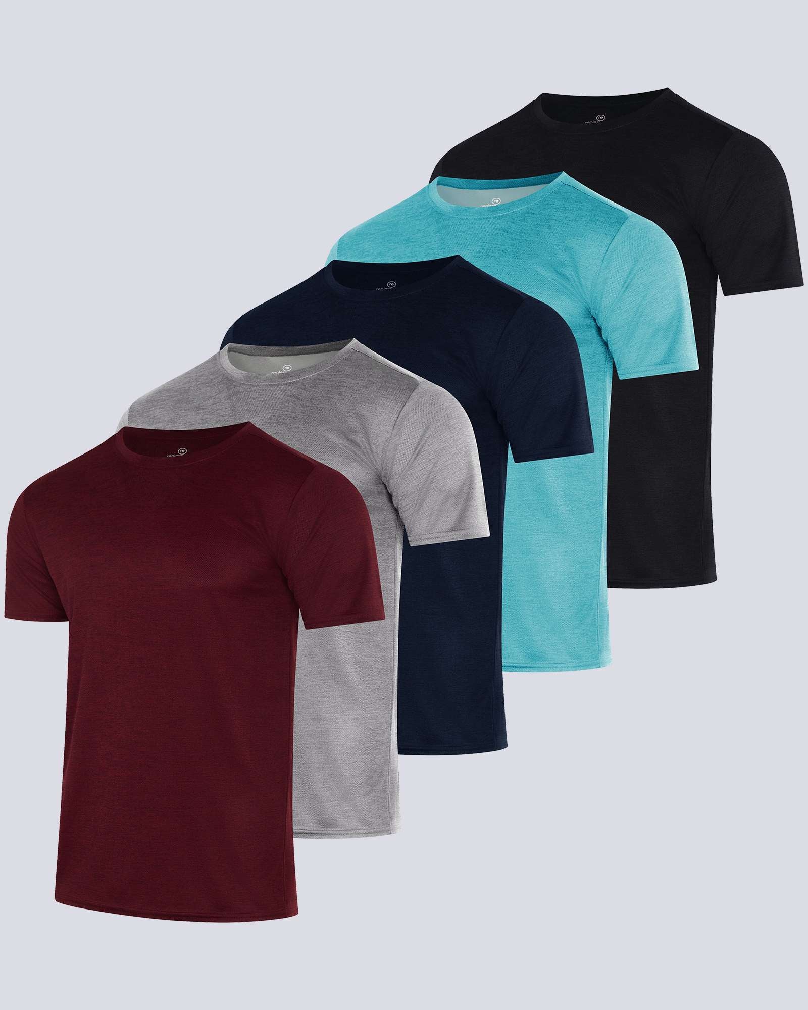 5 Pack: Men’s Mesh Short Sleeve Crew Active T-Shirt