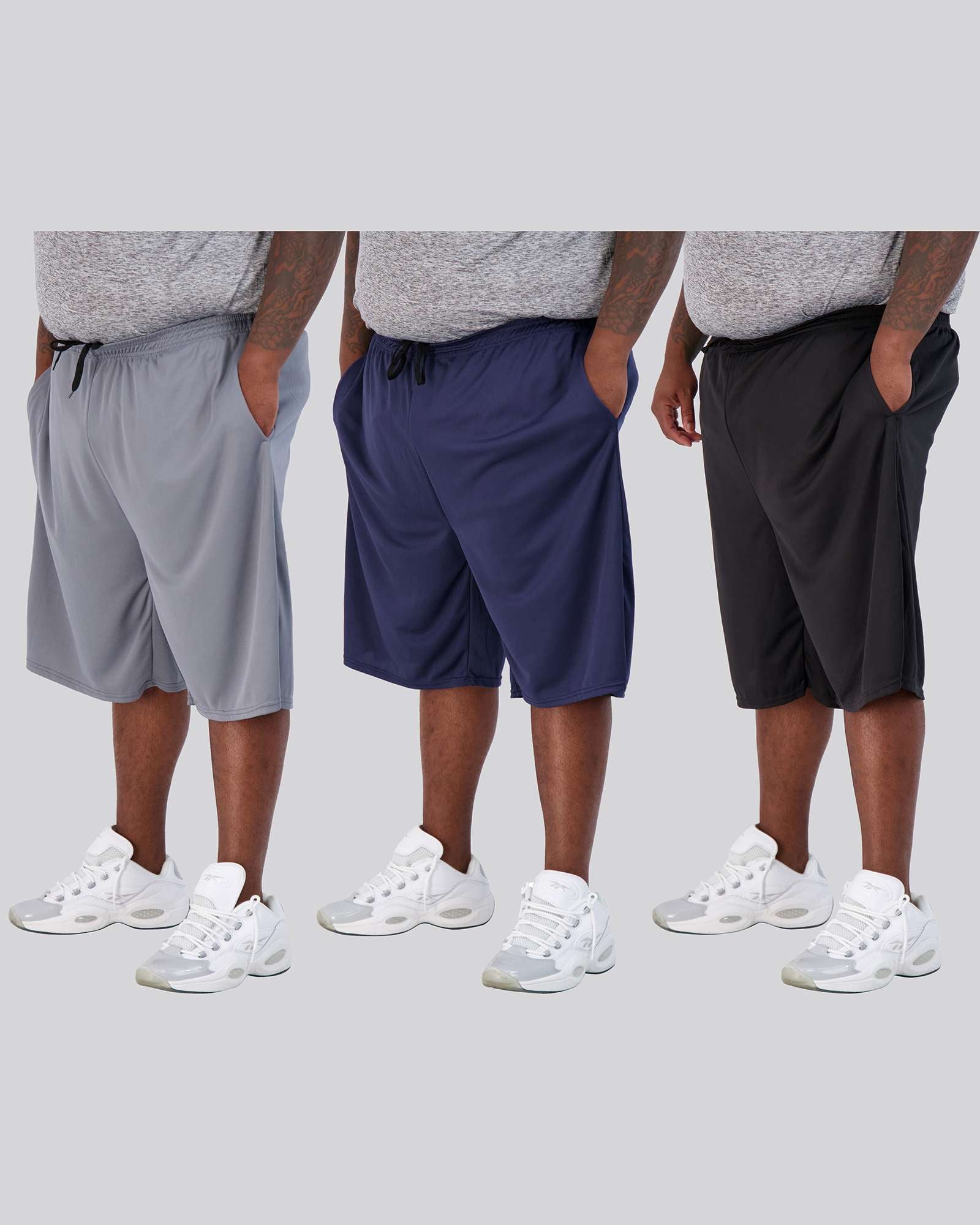 5 Pack: Mens Mesh Active Basketball Shorts (3X-5X)