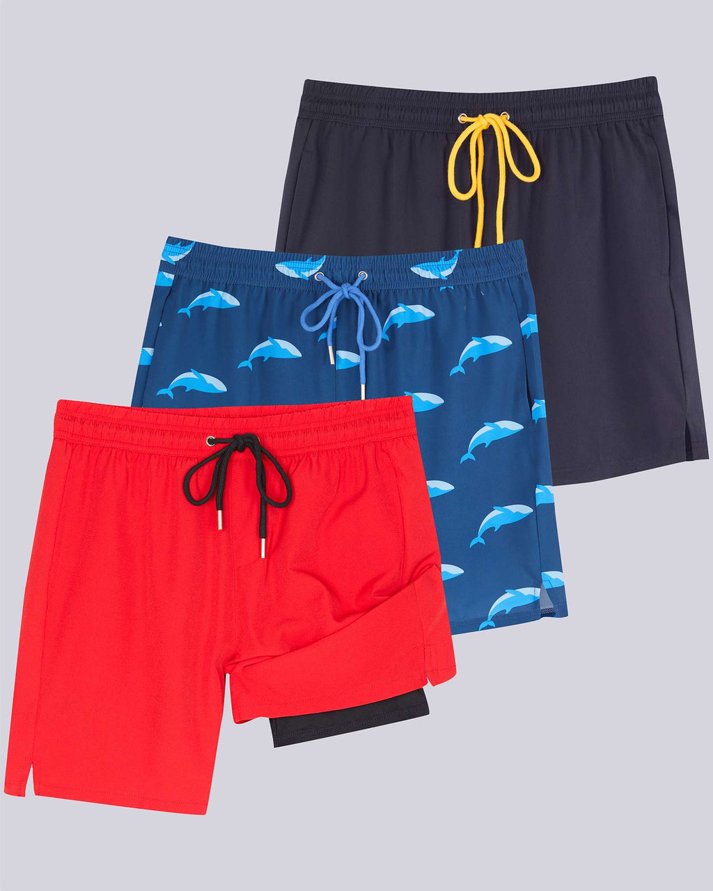 3 Pack: Men's 7" 2-in-1 Swim Trunks with Compression Liner