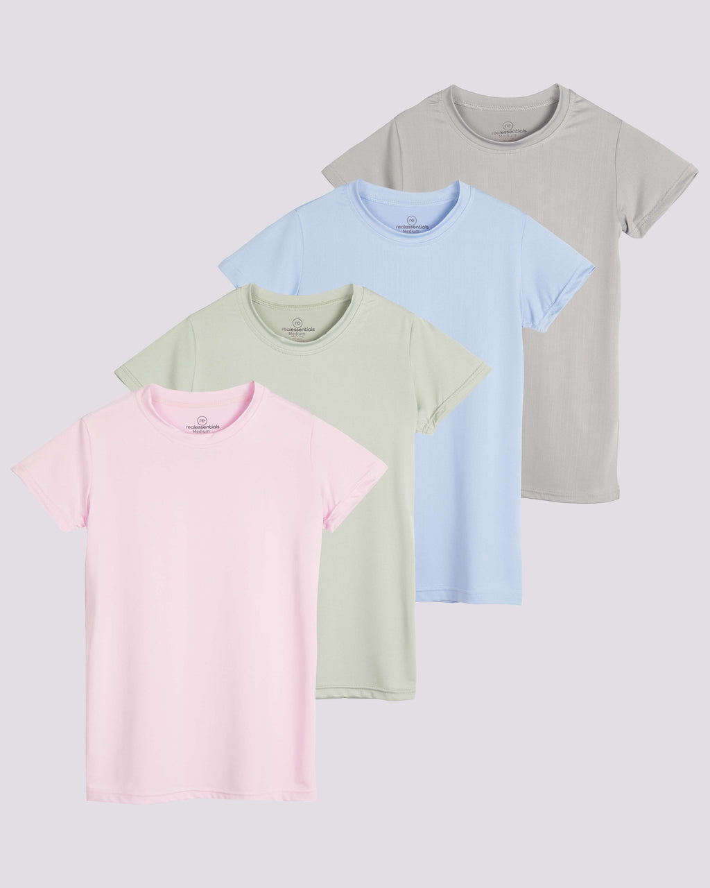4 Pack: Girls Short Sleeve Dry-Fit Crew Neck Active T-Shirt