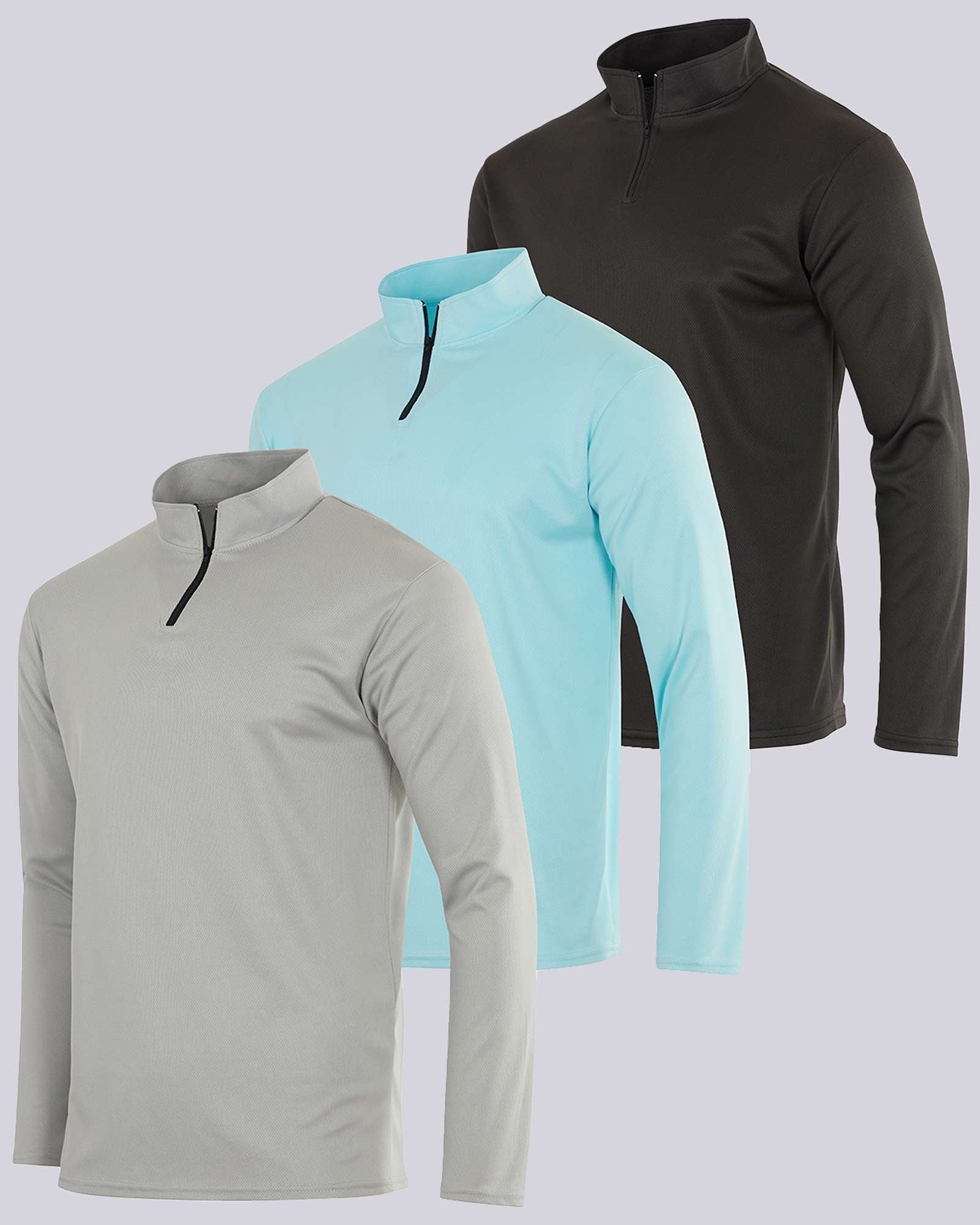 3 Pack: Mens Mesh Active Quarter Zip Pullover