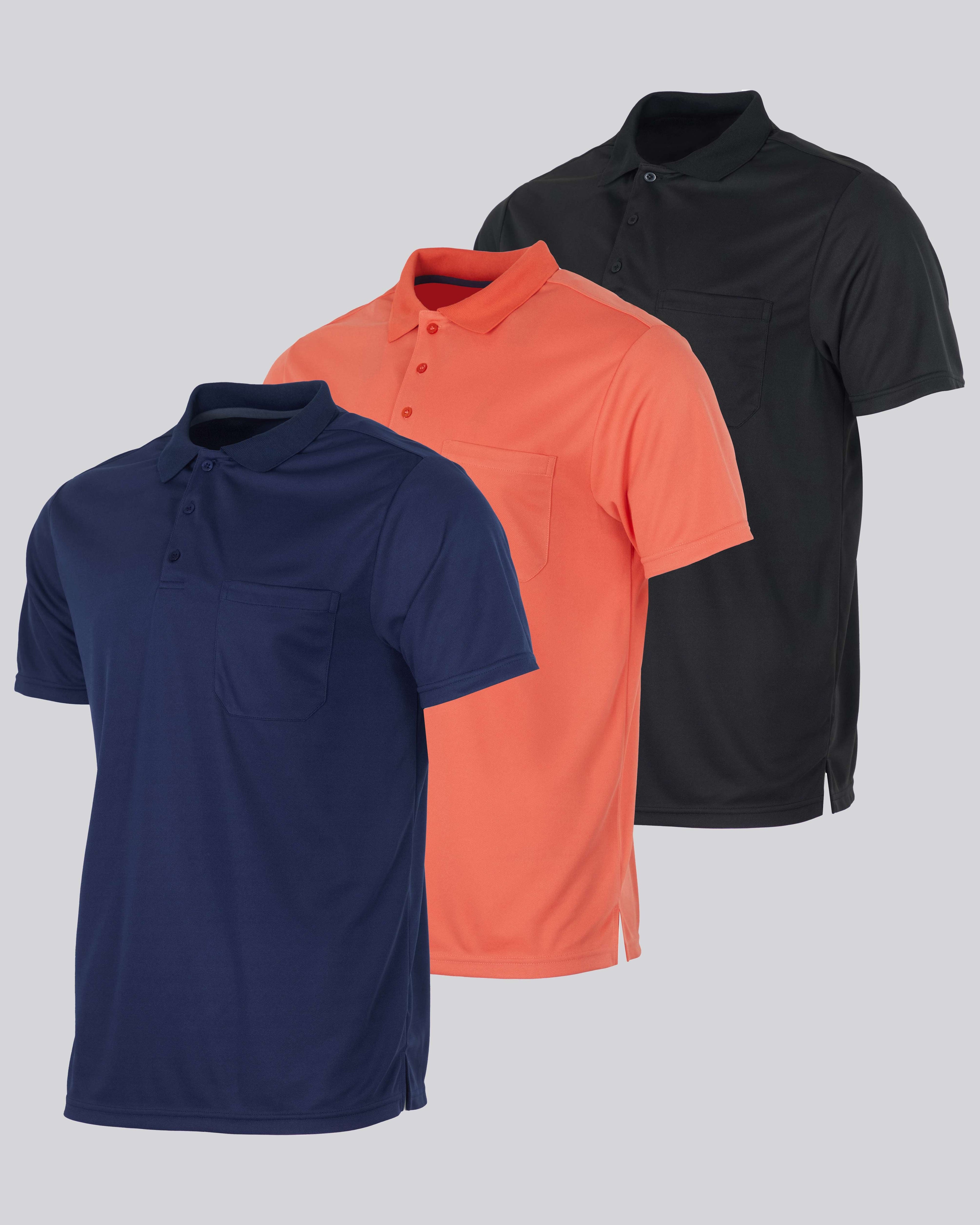 3 Pack: Men's Short Sleeve Dry-Fit Polo Shirt (Available in Big & Tall)