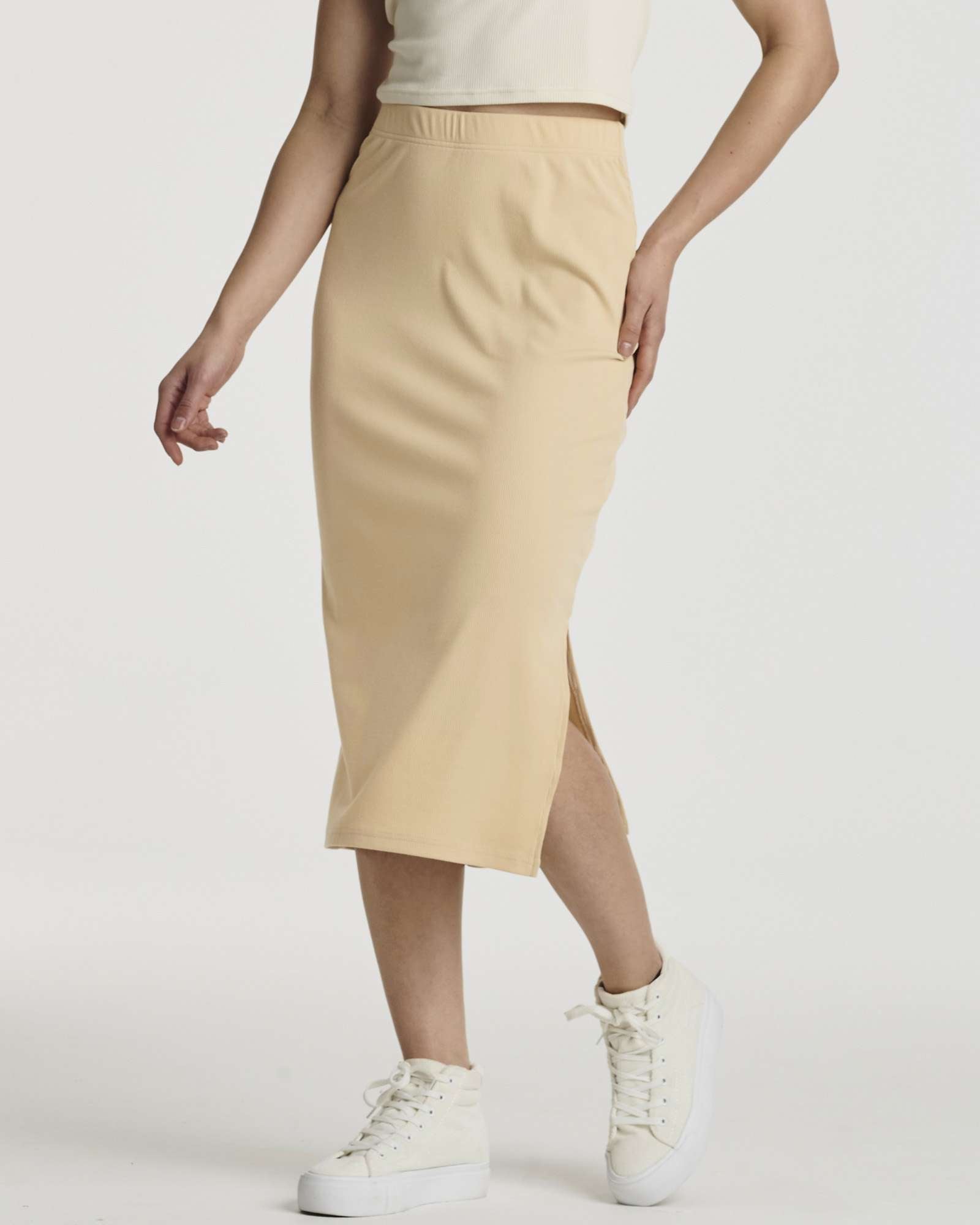 3 Pack: Women's Midi Ribbed Knit Skirt