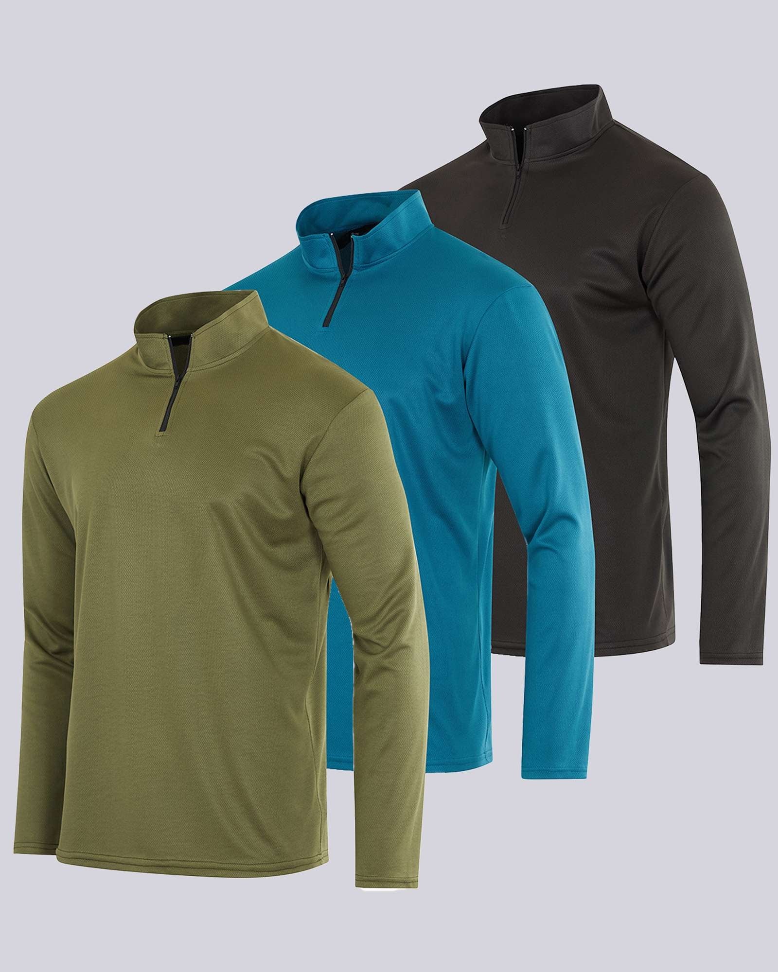 3 Pack: Mens Mesh Active Quarter Zip Pullover